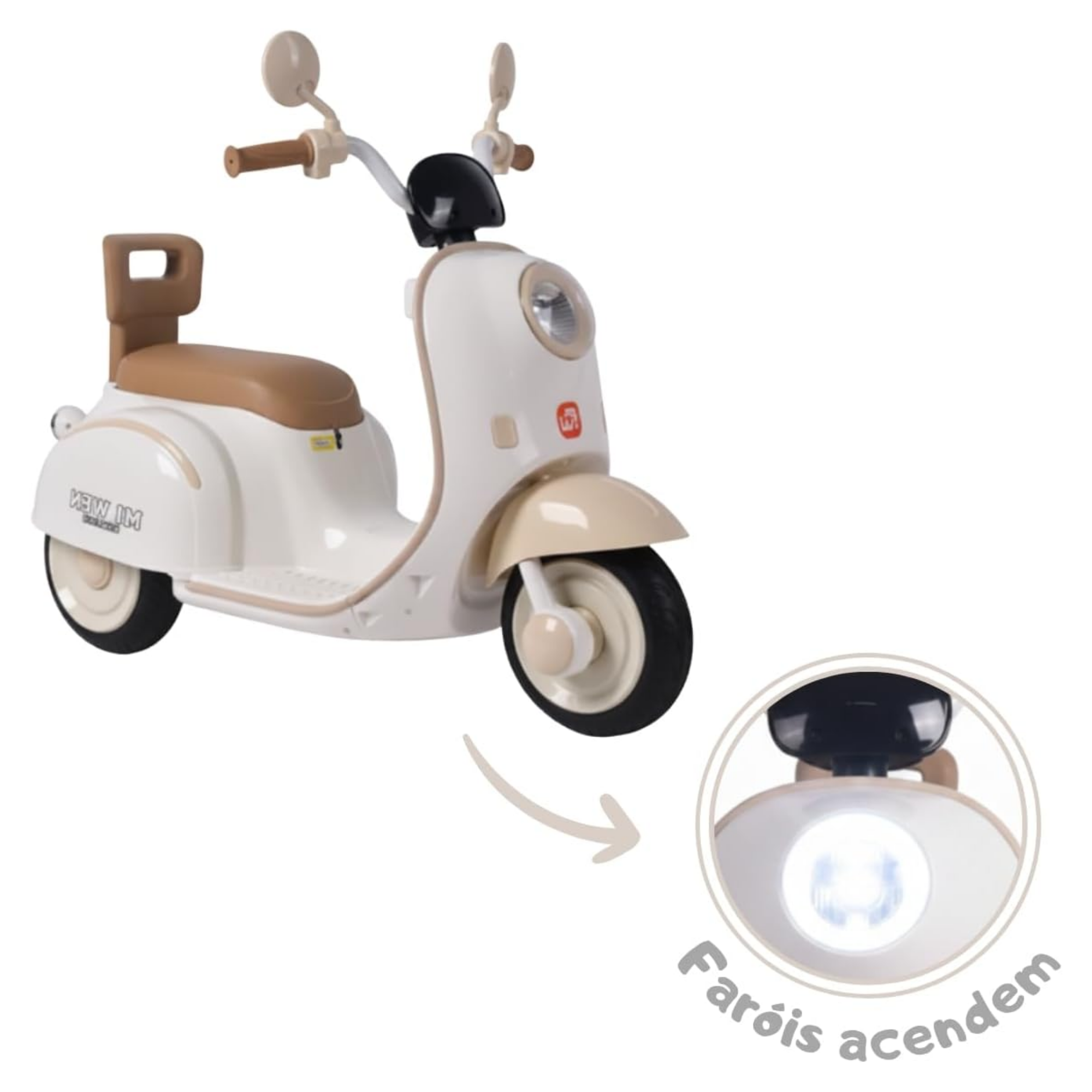 Mini Moto Elétrica Scooter Infantil 6V Bege CE26171 Zippy Toys - 16248