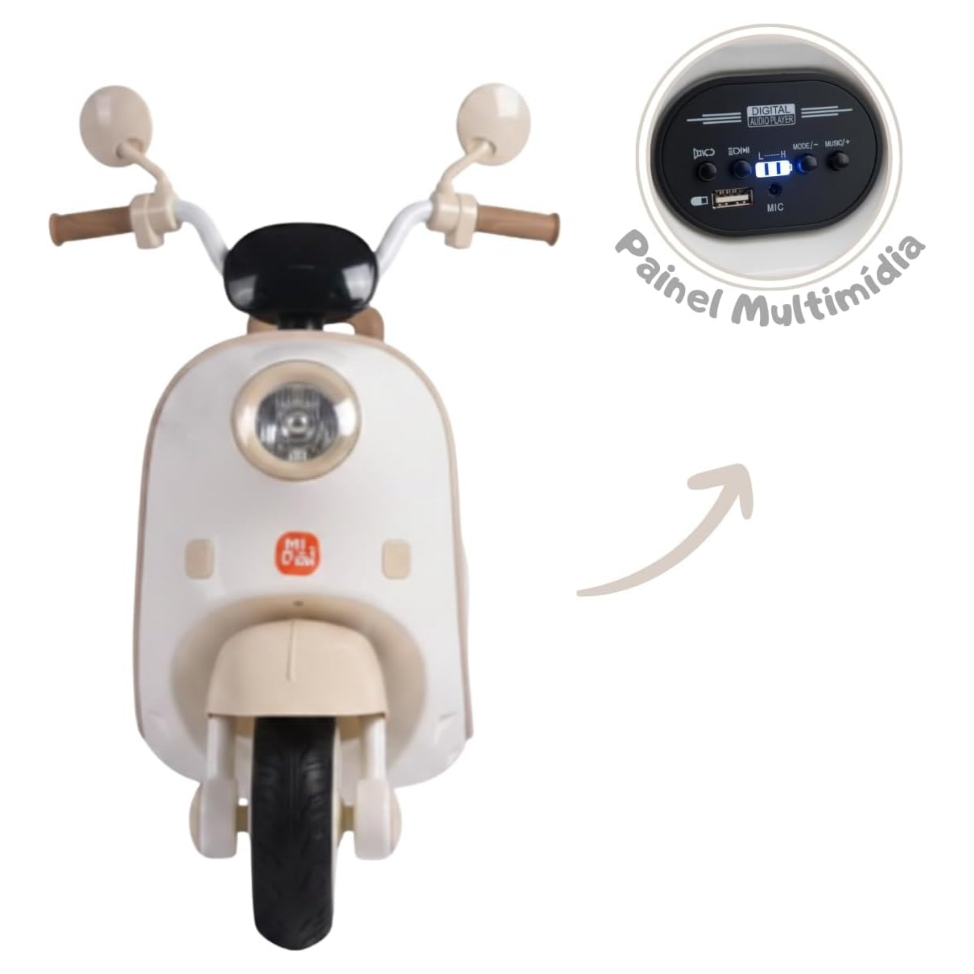 Mini Moto Elétrica Scooter Infantil 6V Bege CE26171 Zippy Toys - 16248