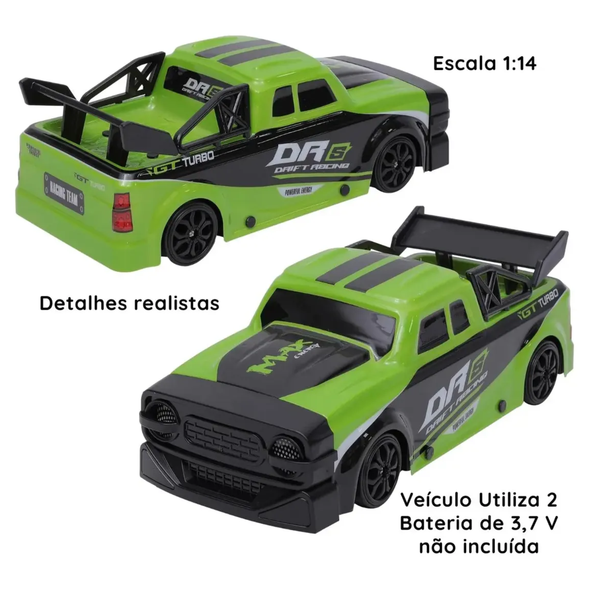 Carrinho Controle Remoto Pickup 23cm Verde Drift Zippy Toys - 10304