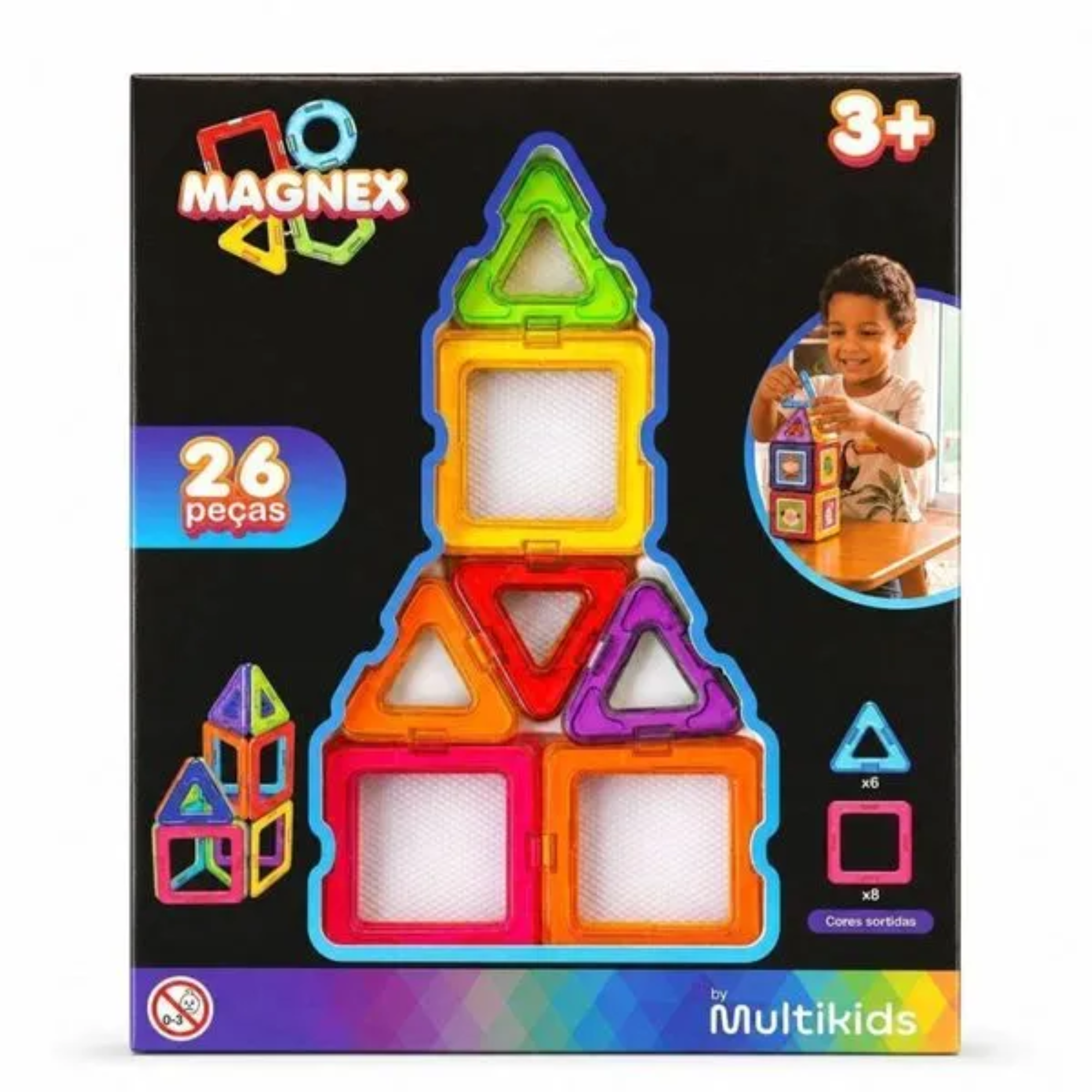 Conjunto Magnex Figuras Magnéticas 26 Peças Multikids - BR2714