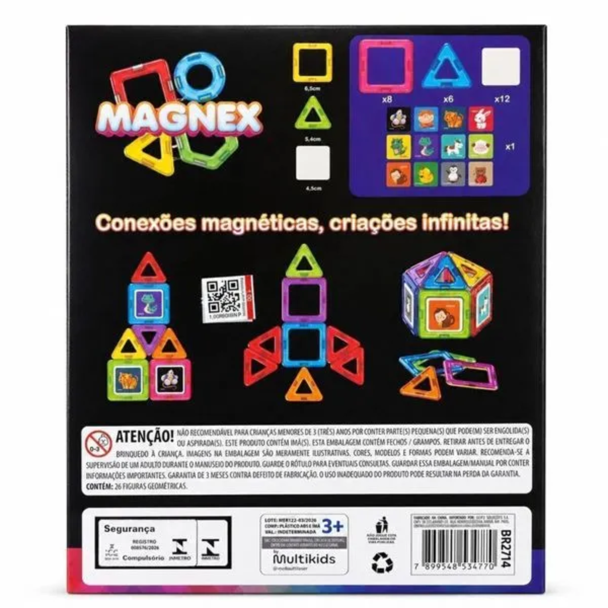 Conjunto Magnex Figuras Magnéticas 26 Peças Multikids - BR2714