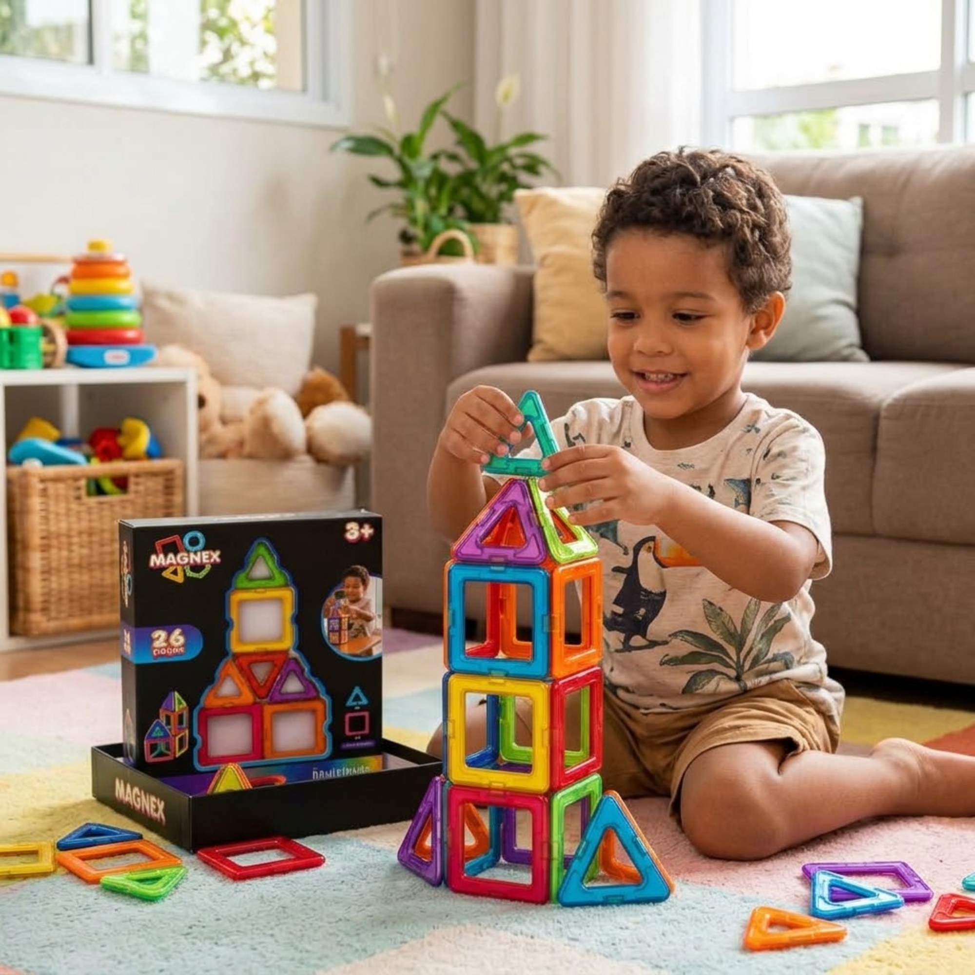 Conjunto Magnex Figuras Magnéticas 26 Peças Multikids - BR2714