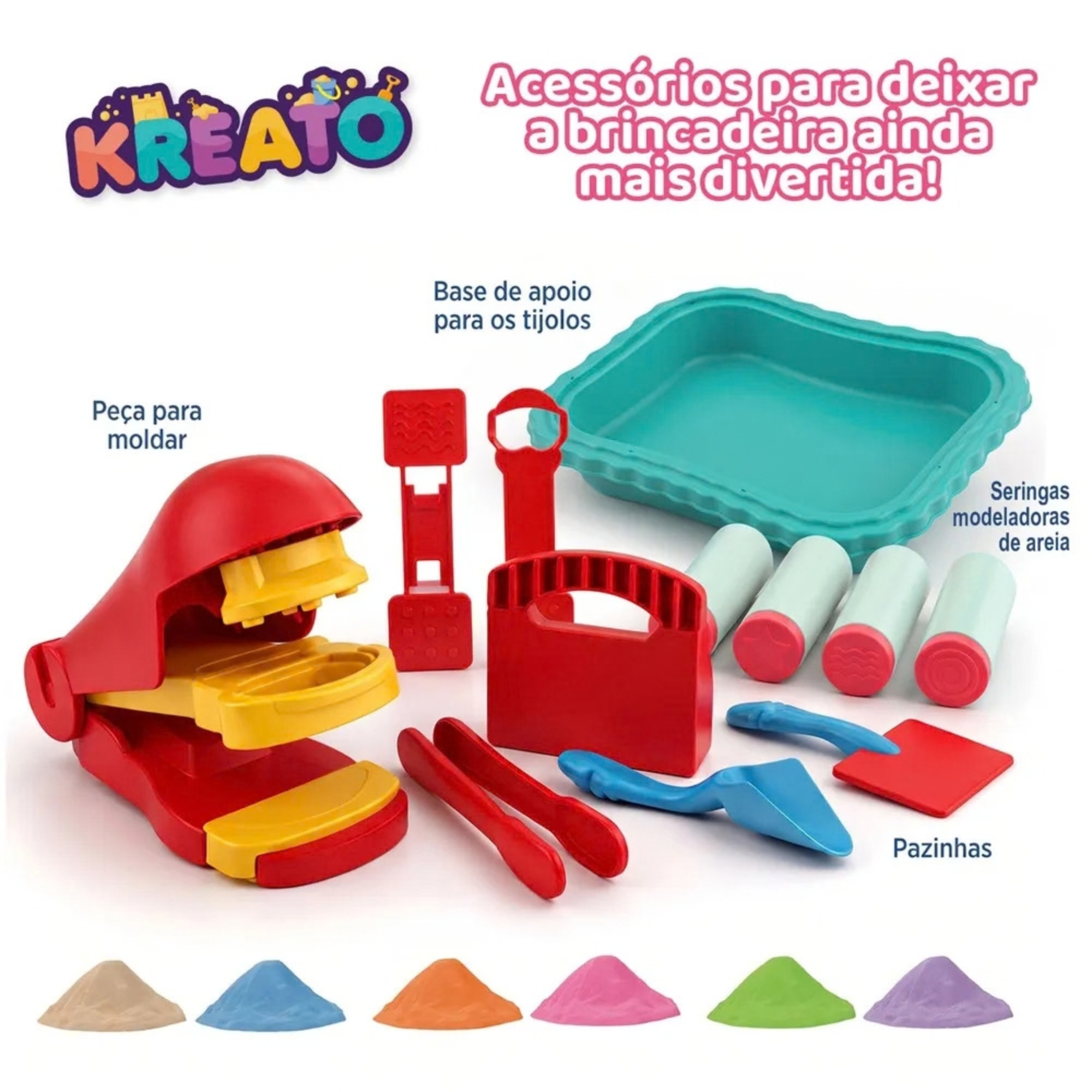 Kit Areia Mágica Faz de conta Kreato Infantil com 8 Acessórios Multikids - BR2802