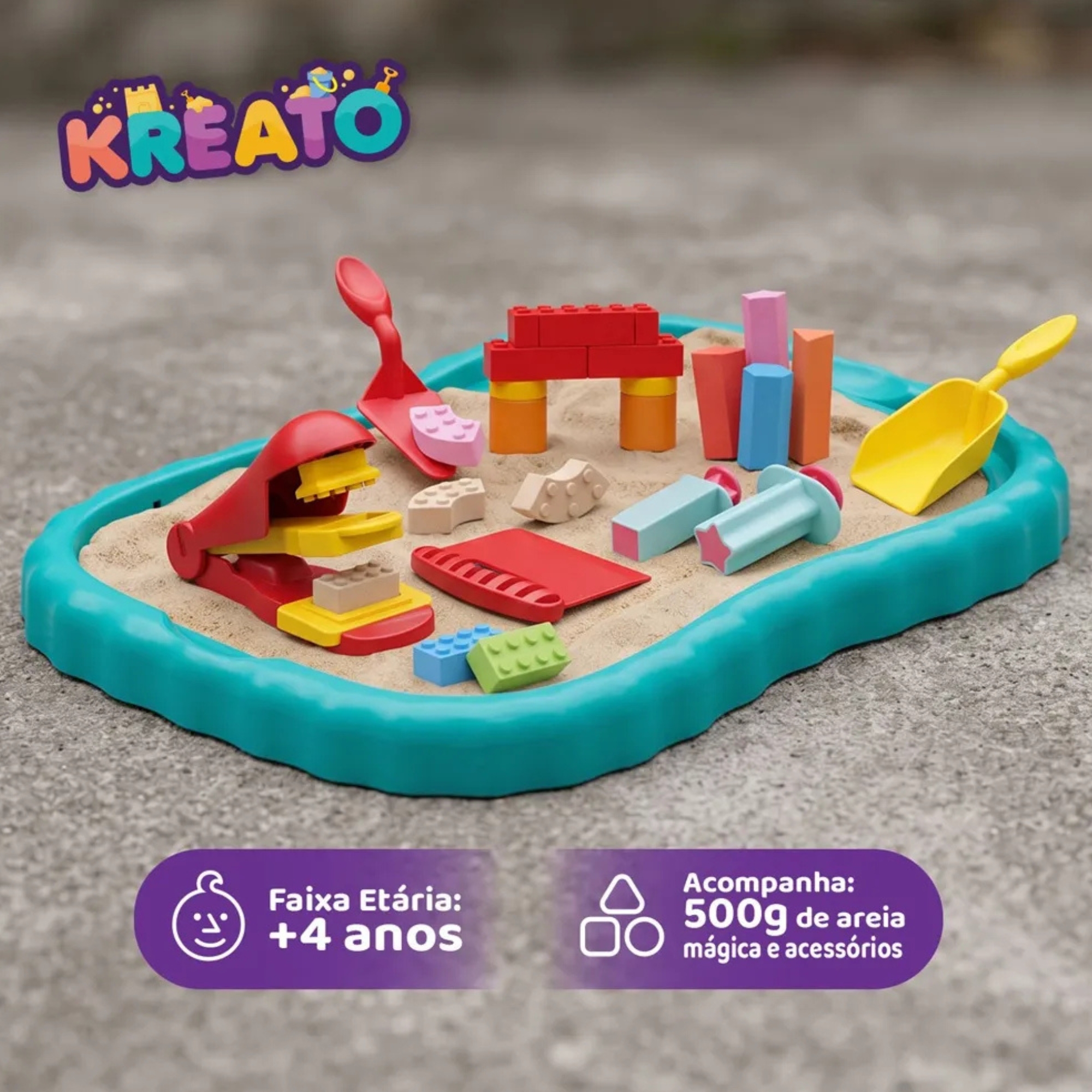Kit Areia Mágica Faz de conta Kreato Infantil com 8 Acessórios Multikids - BR2802