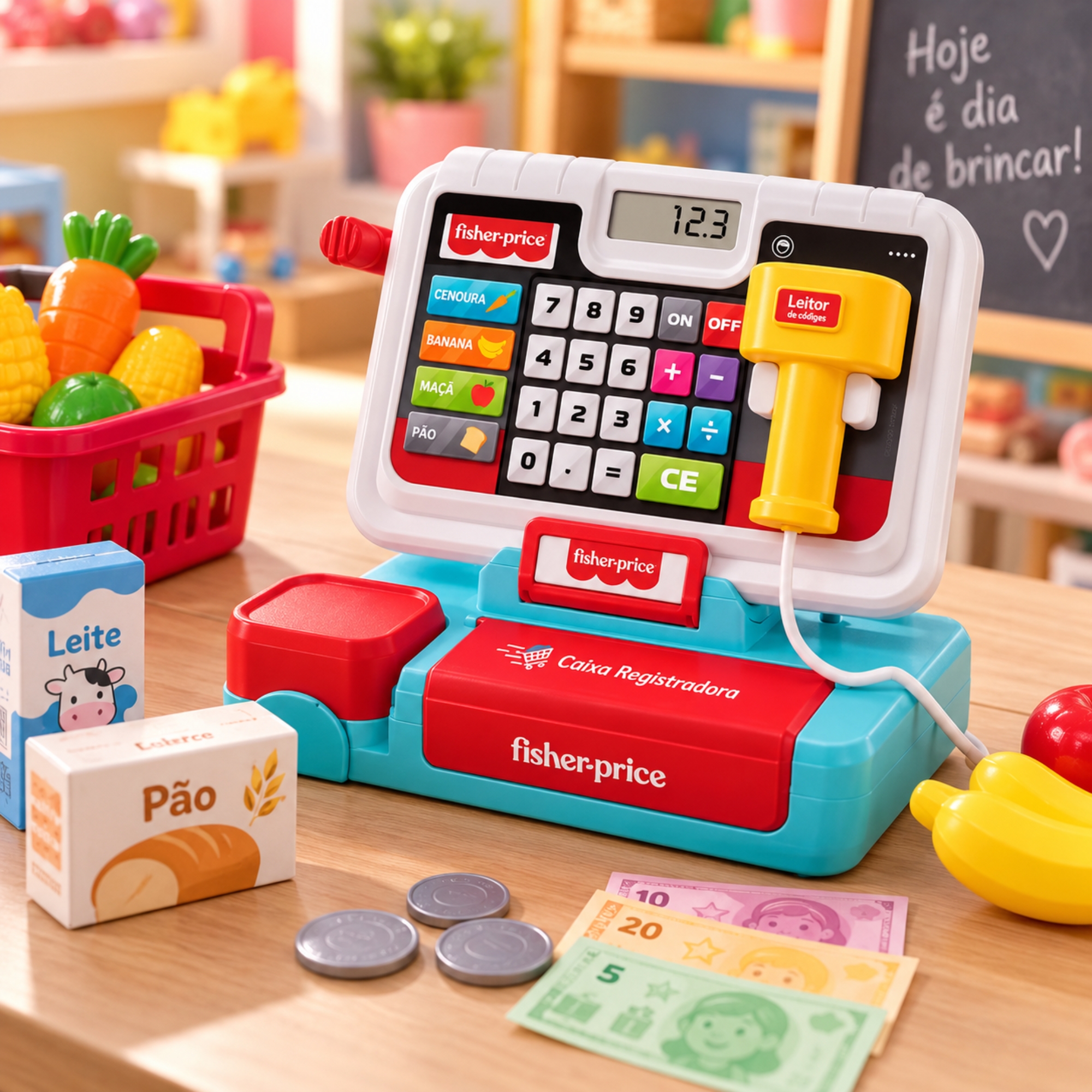 Caixa Registradora Infantil Branca Fisher Price Multikids - BR2517