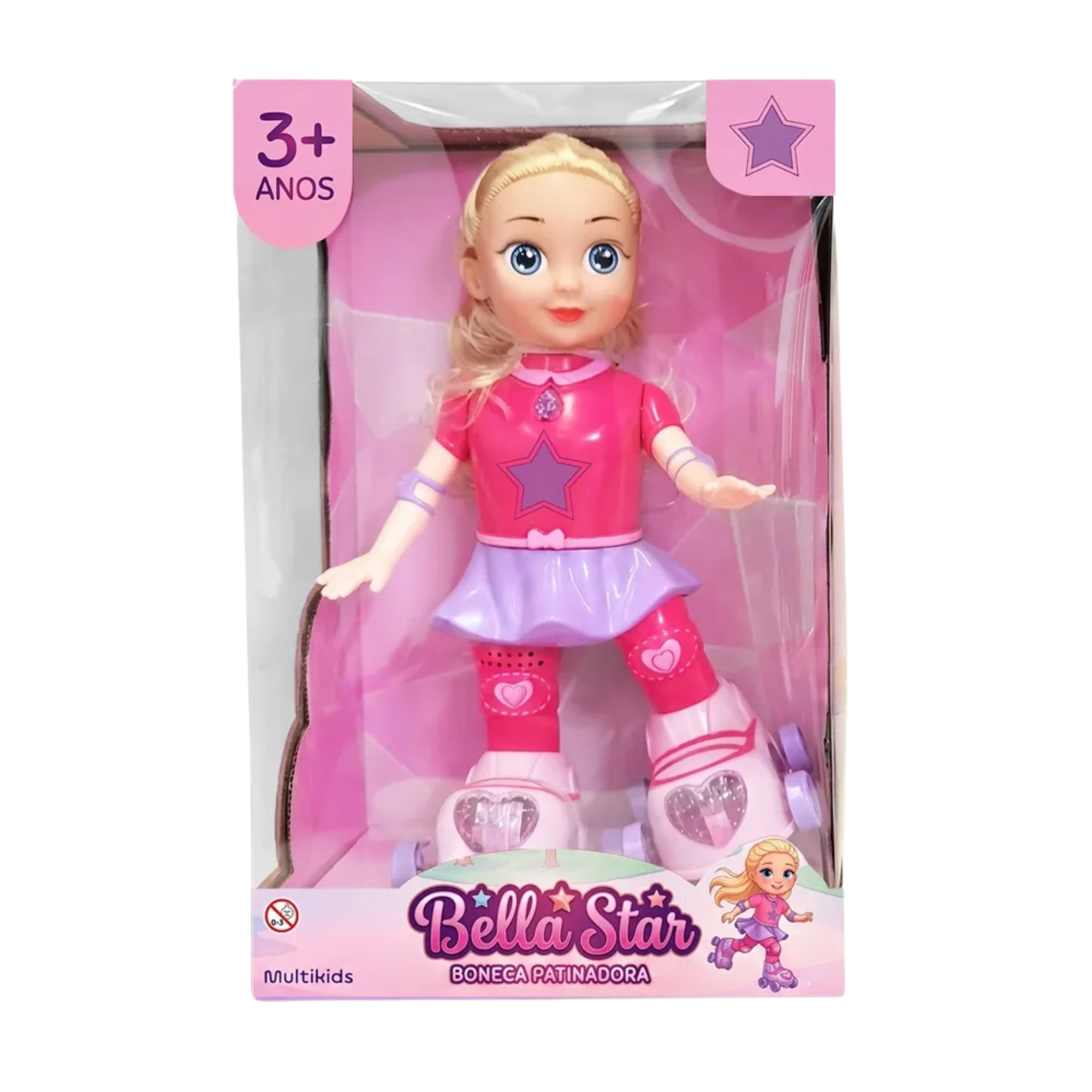 Boneca Bella Star Patinadora Com Movimentos Reais, Sons e Luzes Multikids - BR2794
