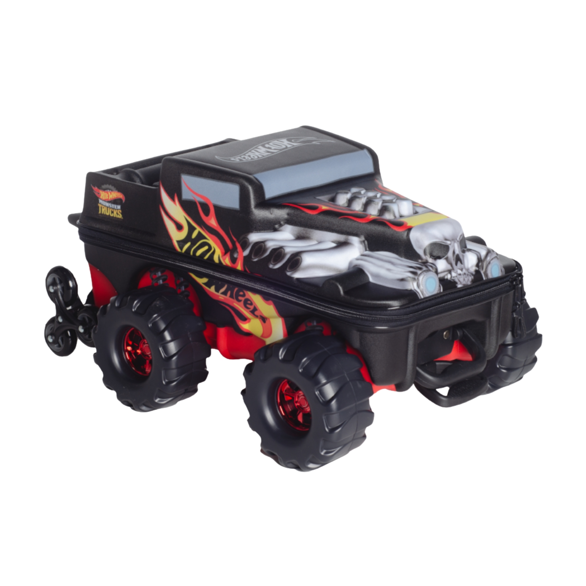 Mala Infantil Hot Wheels Bone Monster Trucks Preto com Rodinha Tripla Diplomata - 2501EM24