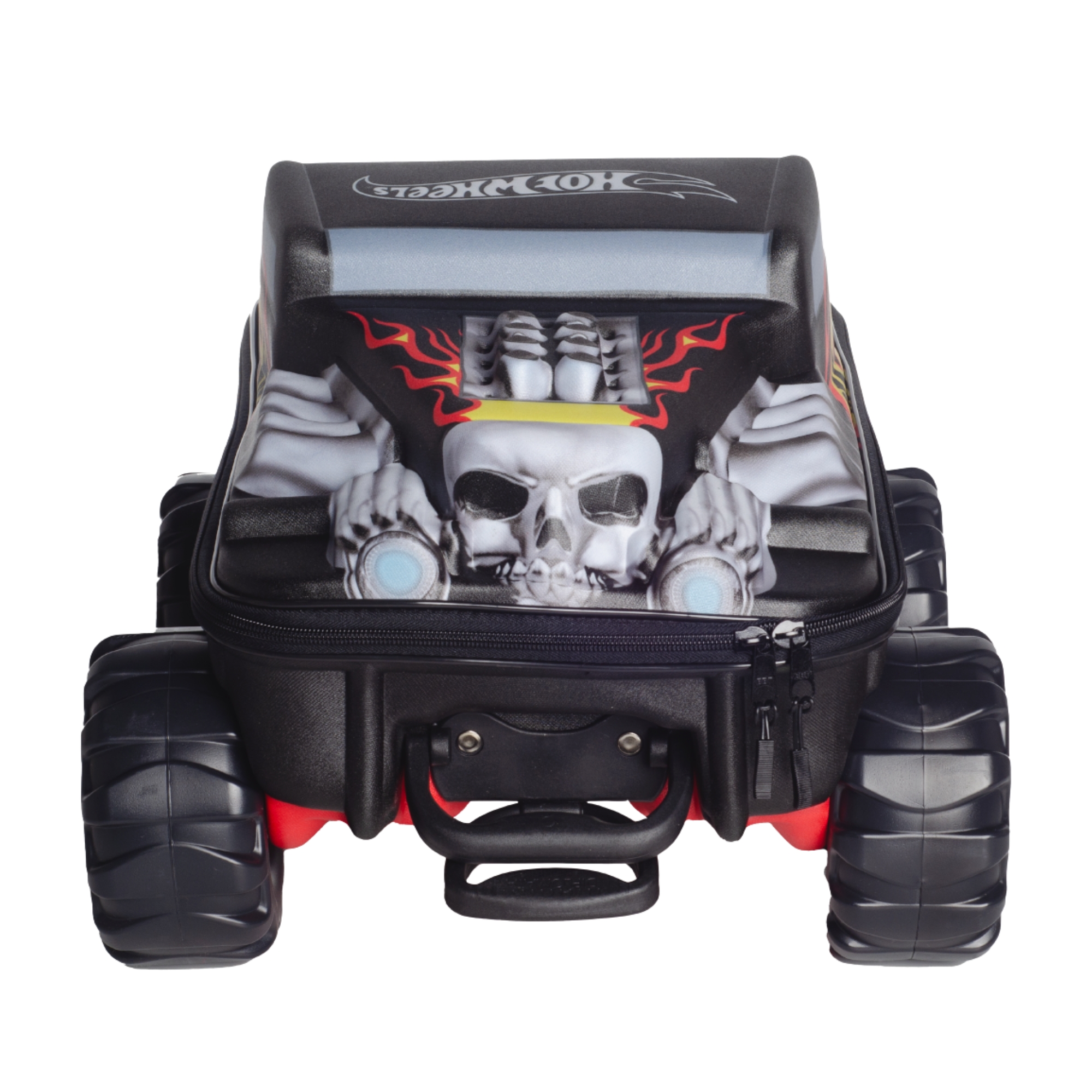 Mala Infantil Hot Wheels Bone Monster Trucks Preto com Rodinha Tripla Diplomata - 2501EM24