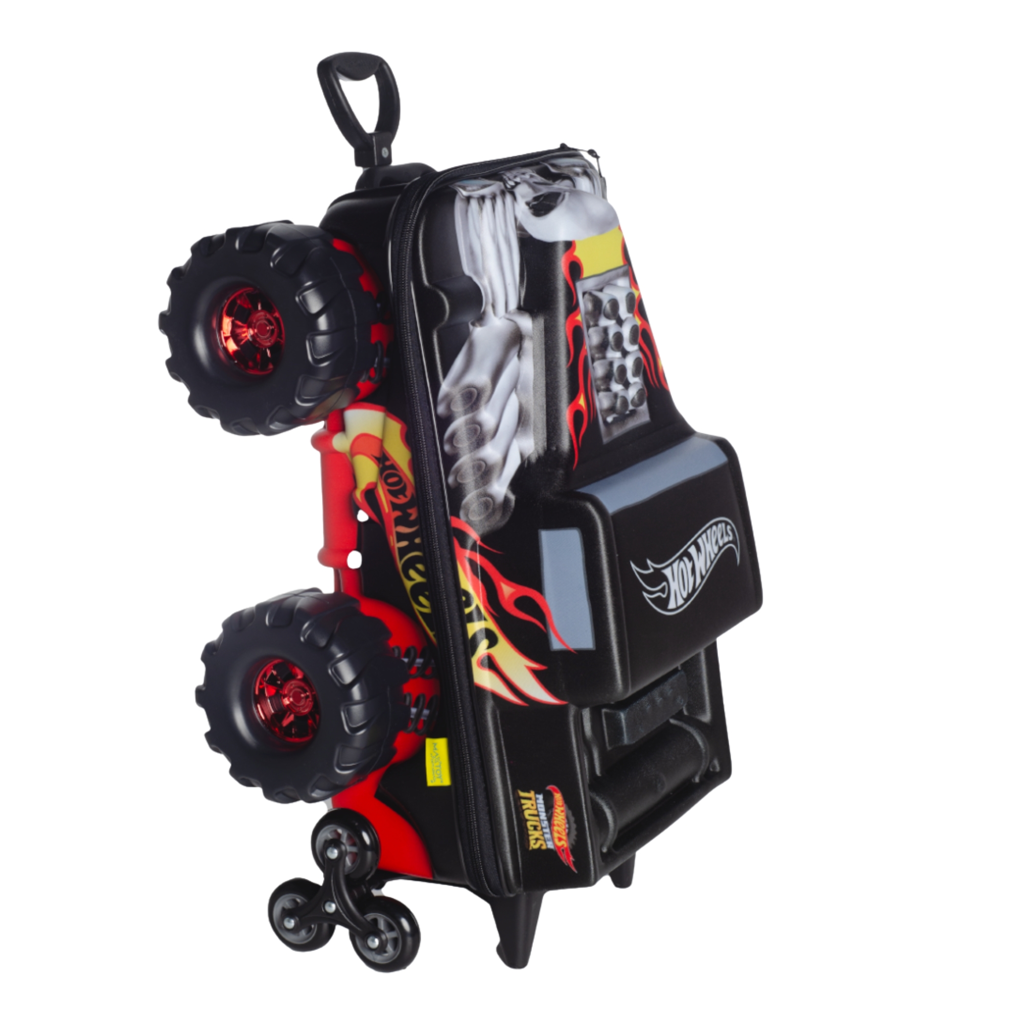 Mala Infantil Hot Wheels Bone Monster Trucks Preto com Rodinha Tripla Diplomata - 2501EM24
