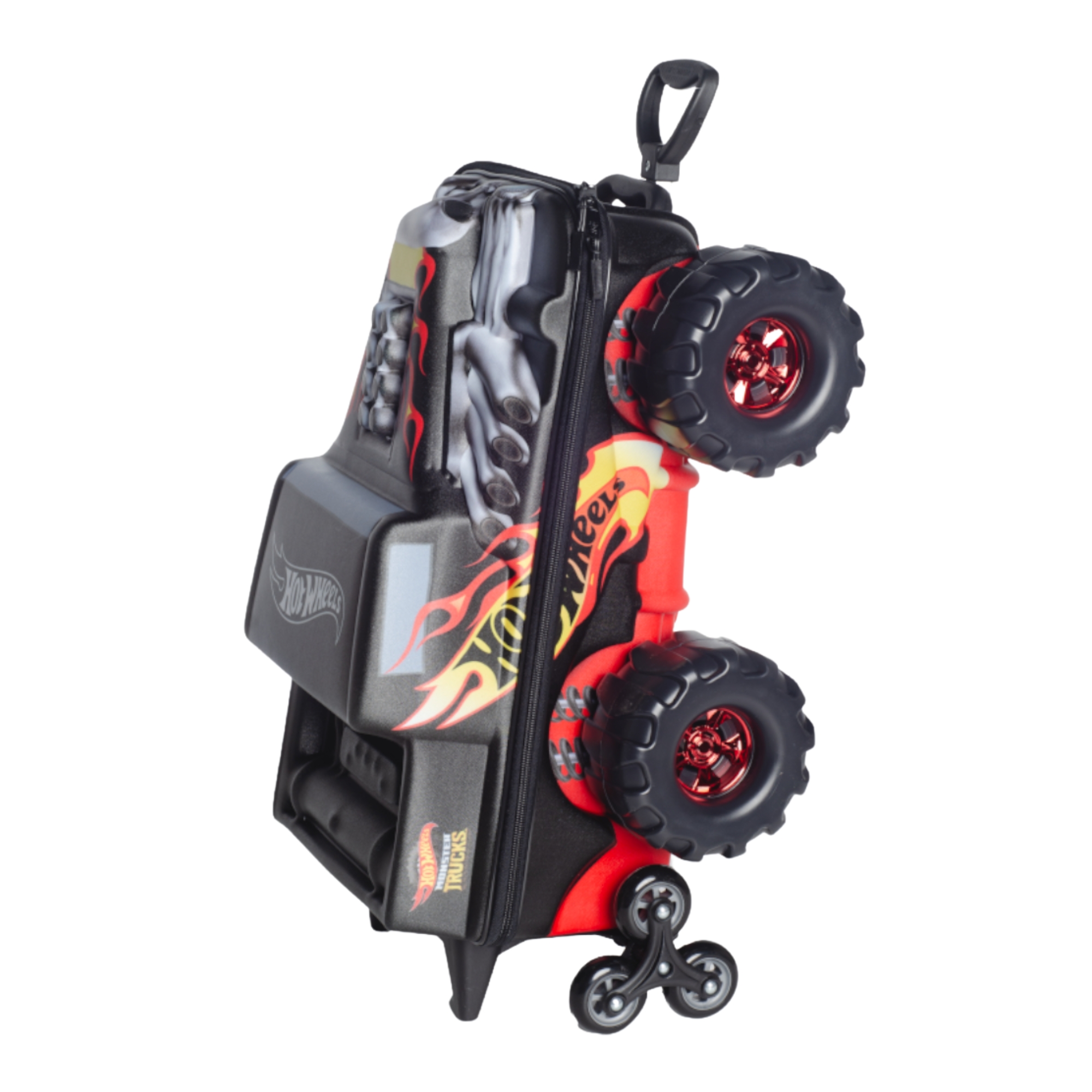 Mala Infantil Hot Wheels Bone Monster Trucks Preto com Rodinha Tripla Diplomata - 2501EM24