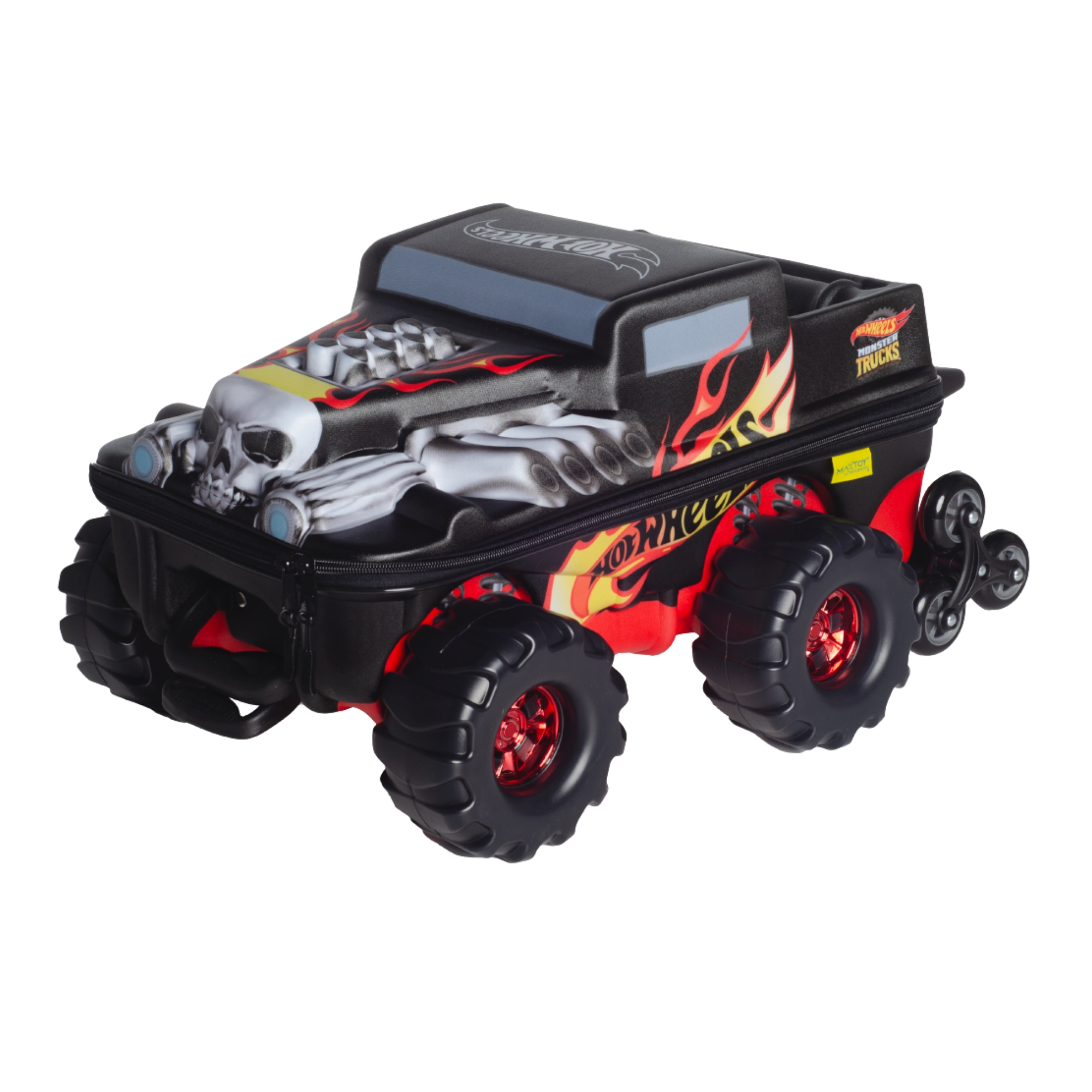 Mala Infantil Hot Wheels Bone Monster Trucks Preto com Rodinha Tripla Diplomata - 2501EM24