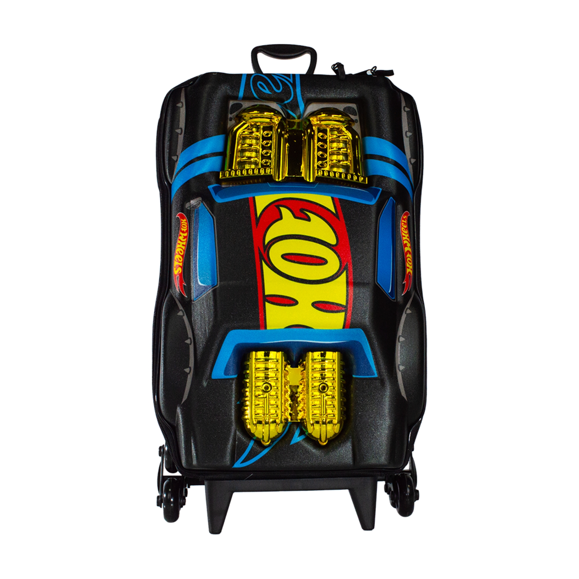 Mala Infantil Hot Wheels Night Shifter Preto Motor Dourado com Rodinha Tripla Diplomata - 2520AM25