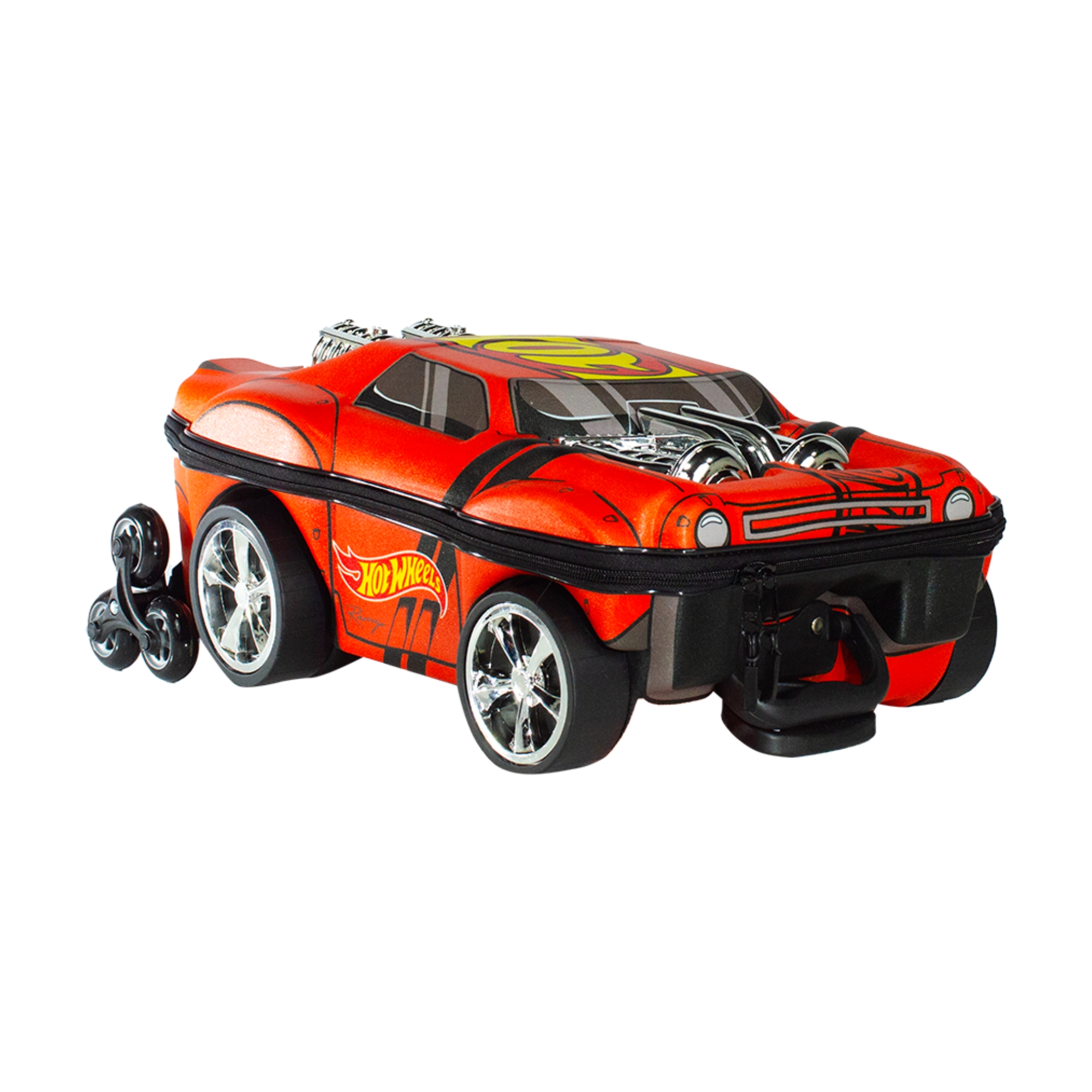 Mala Infantil Hot Wheels Night Shifter Laranja Motor Cromo c/ Rodinha Tripla Diplomata - 2520BM25