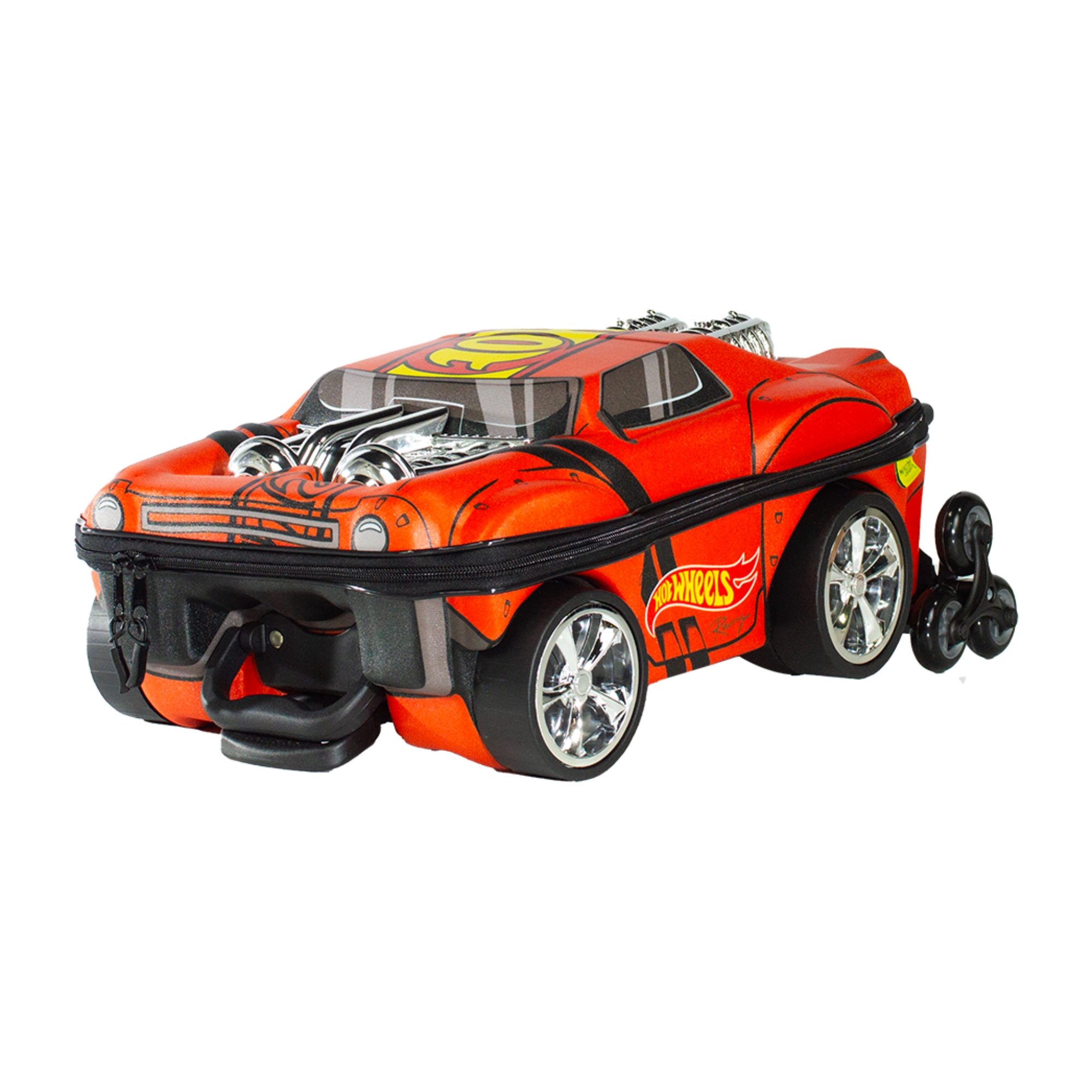 Mala Infantil Hot Wheels Night Shifter Laranja Motor Cromo c/ Rodinha Tripla Diplomata - 2520BM25