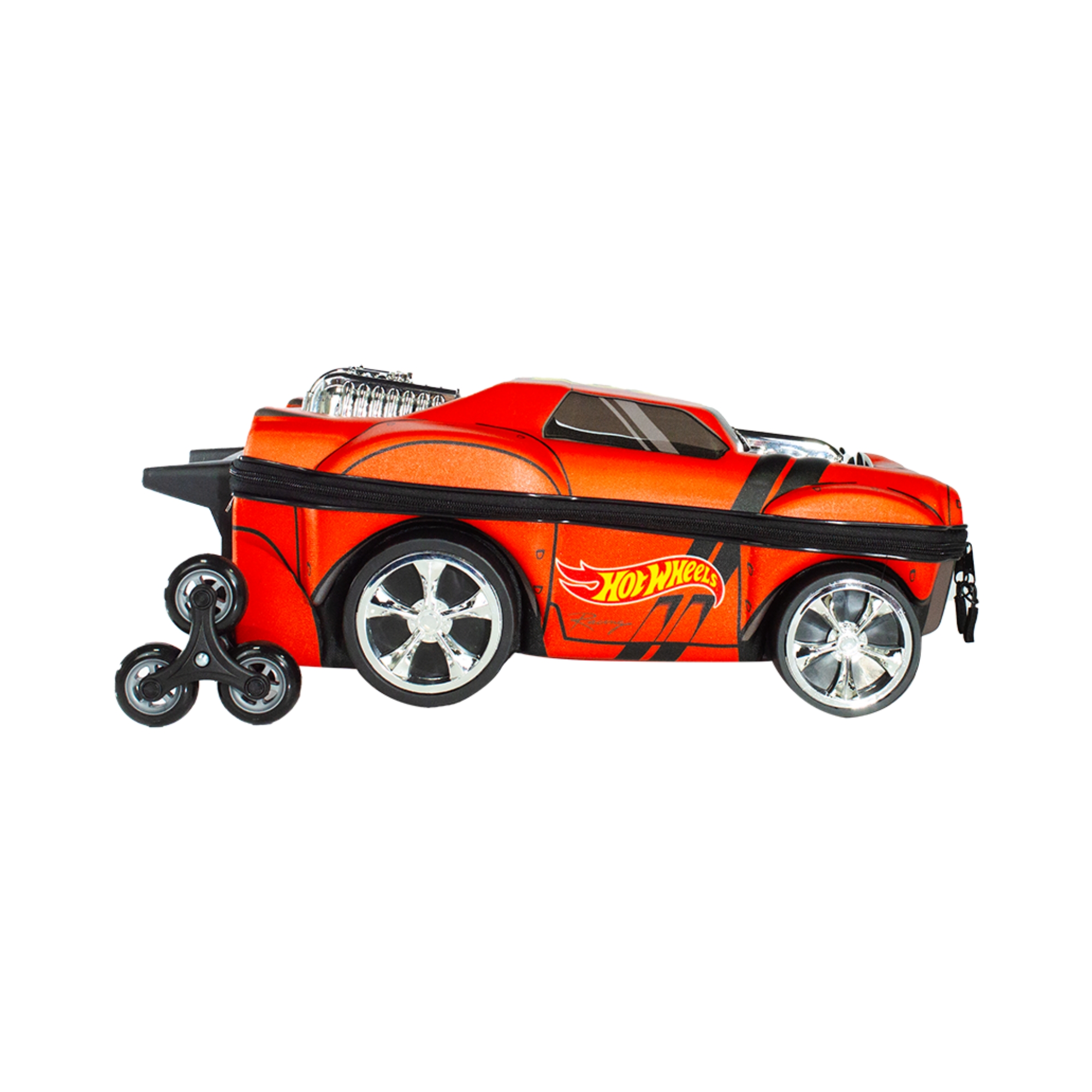 Mala Infantil Hot Wheels Night Shifter Laranja Motor Cromo c/ Rodinha Tripla Diplomata - 2520BM25