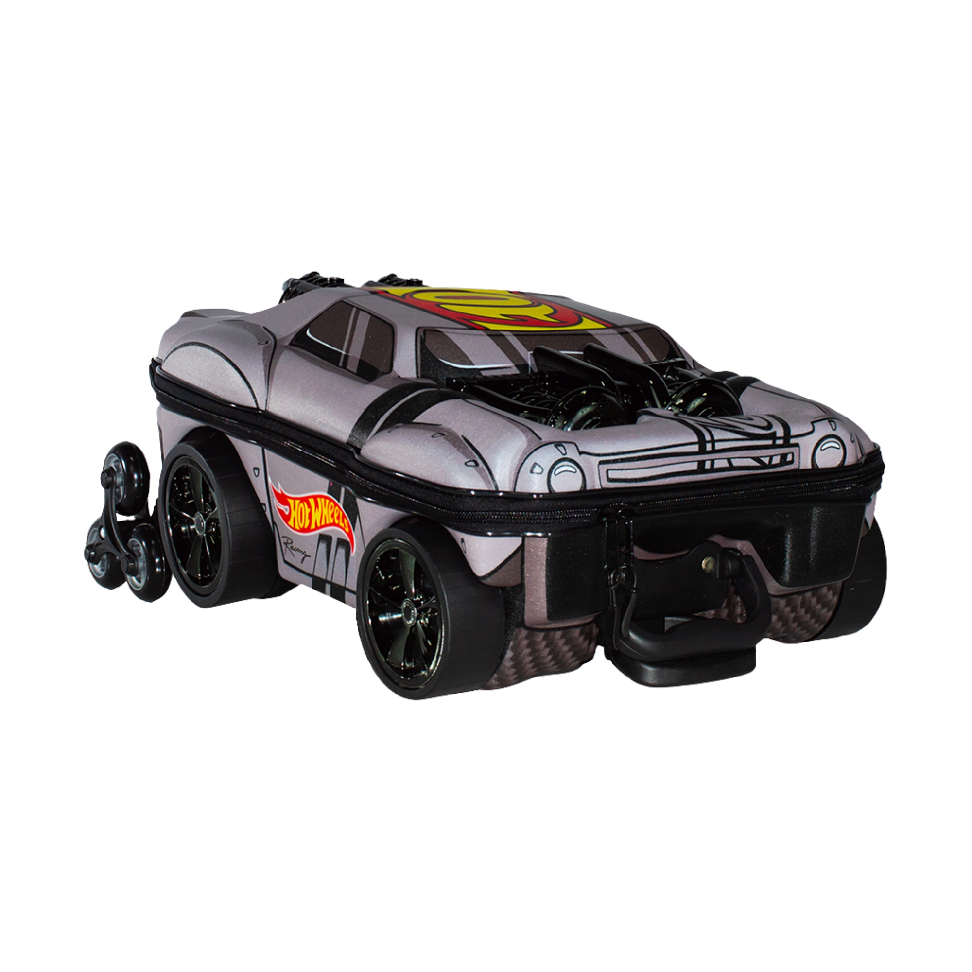 Mala Infantil Hot Wheels Night Shifter Cinza Motor Preto c/ Rodinha Tripla Diplomata - 2520CM25