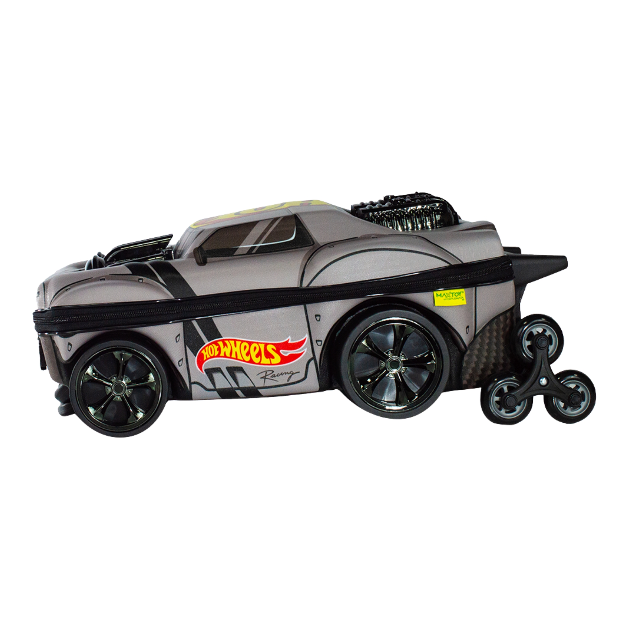 Mala Infantil Hot Wheels Night Shifter Cinza Motor Preto c/ Rodinha Tripla Diplomata - 2520CM25