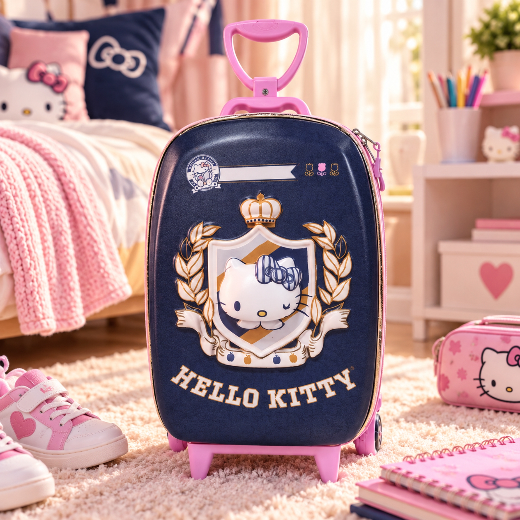 Mala Infantil de Rodinhas Hello Kitty Brasão Diplomata - 2823BM26