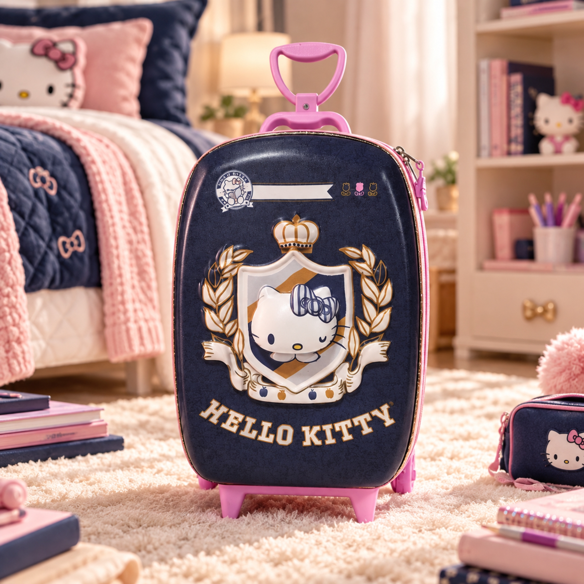 Mala Infantil de Rodinhas Hello Kitty Brasão Diplomata - 2823BM26
