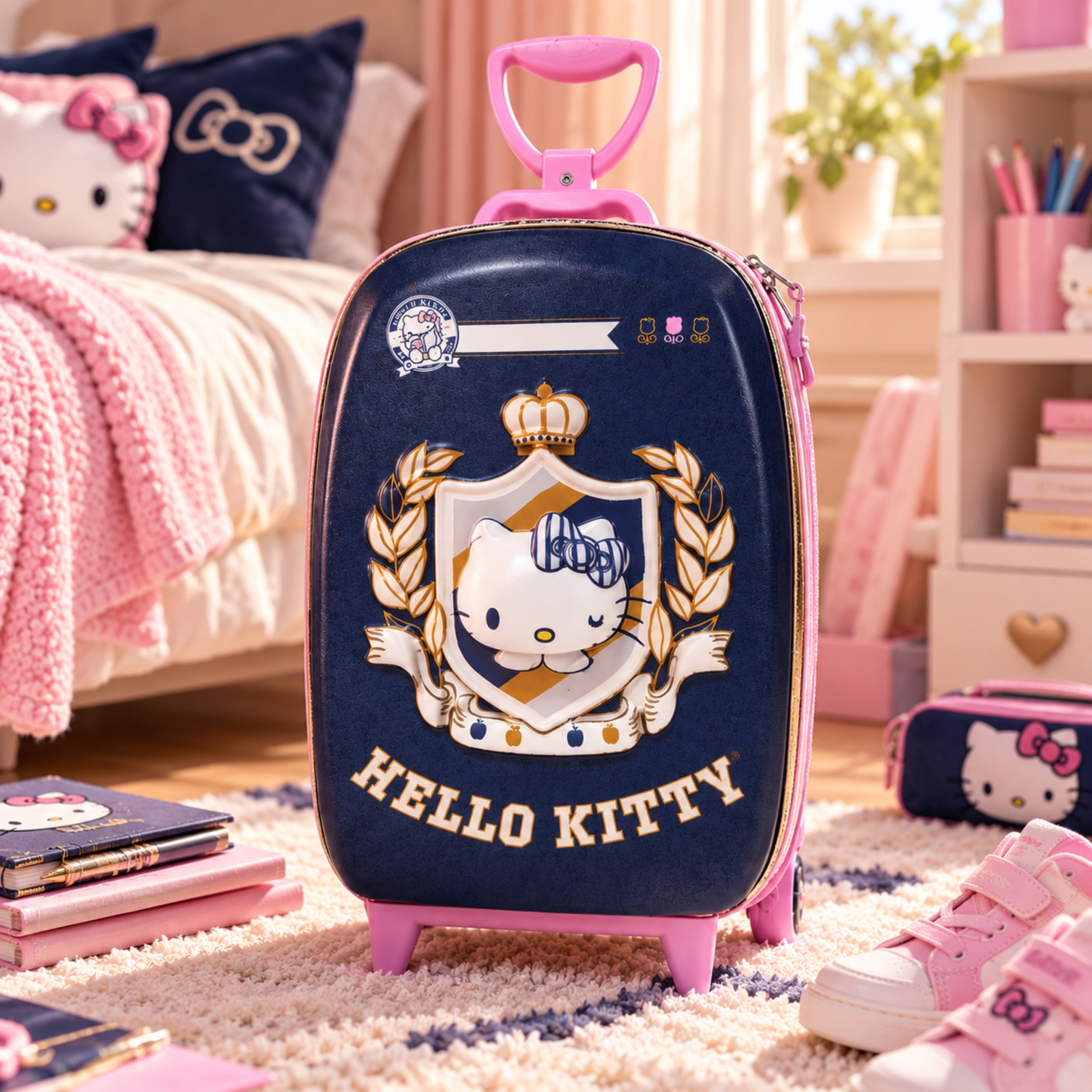 Mala Infantil de Rodinhas Hello Kitty Brasão Diplomata - 2823BM26
