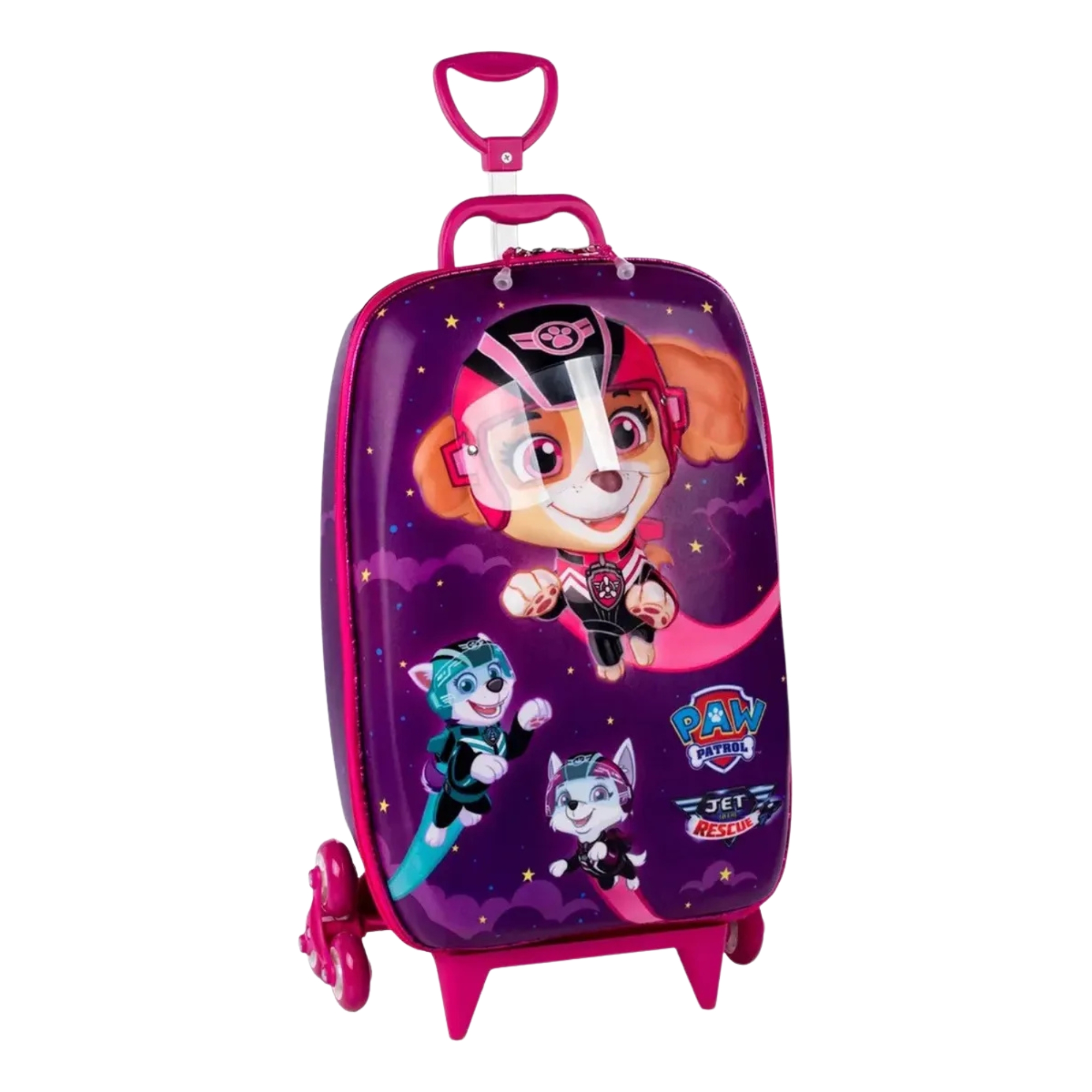 Mala Infantil Paw Patrol Patrulha Canina Skye Jet Rosa com Rodinha Tripla Diplomata - 2993FM21