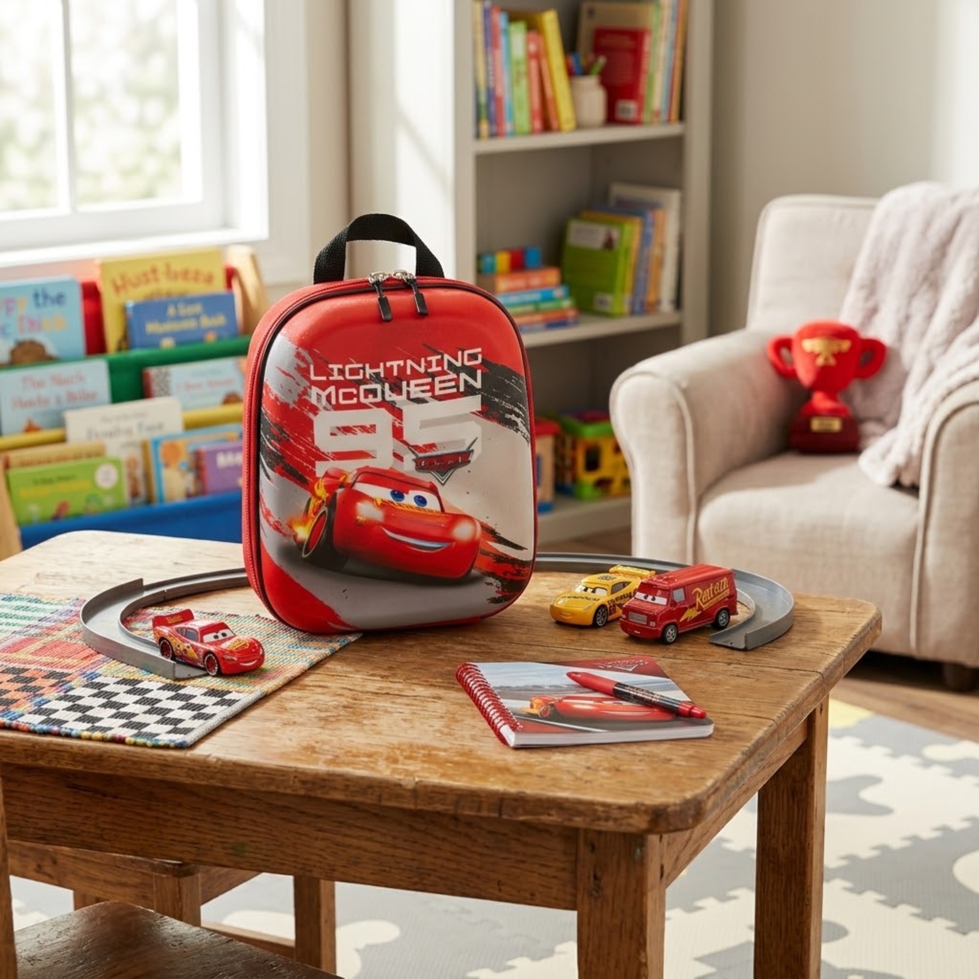 Mochila Infantil Disney Carros - Cars McQueen Maxtoy Diplomata com Alça de Costas