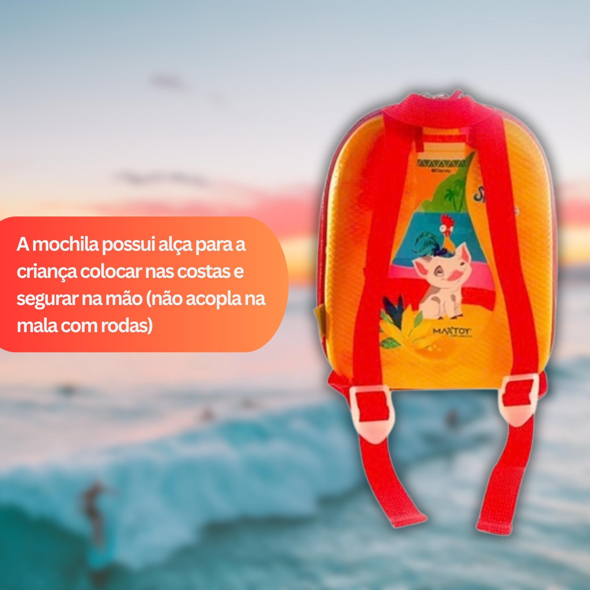 Mochila Infantil Princesa Moana com Alça de Costas Diplomata - 3855DX26
