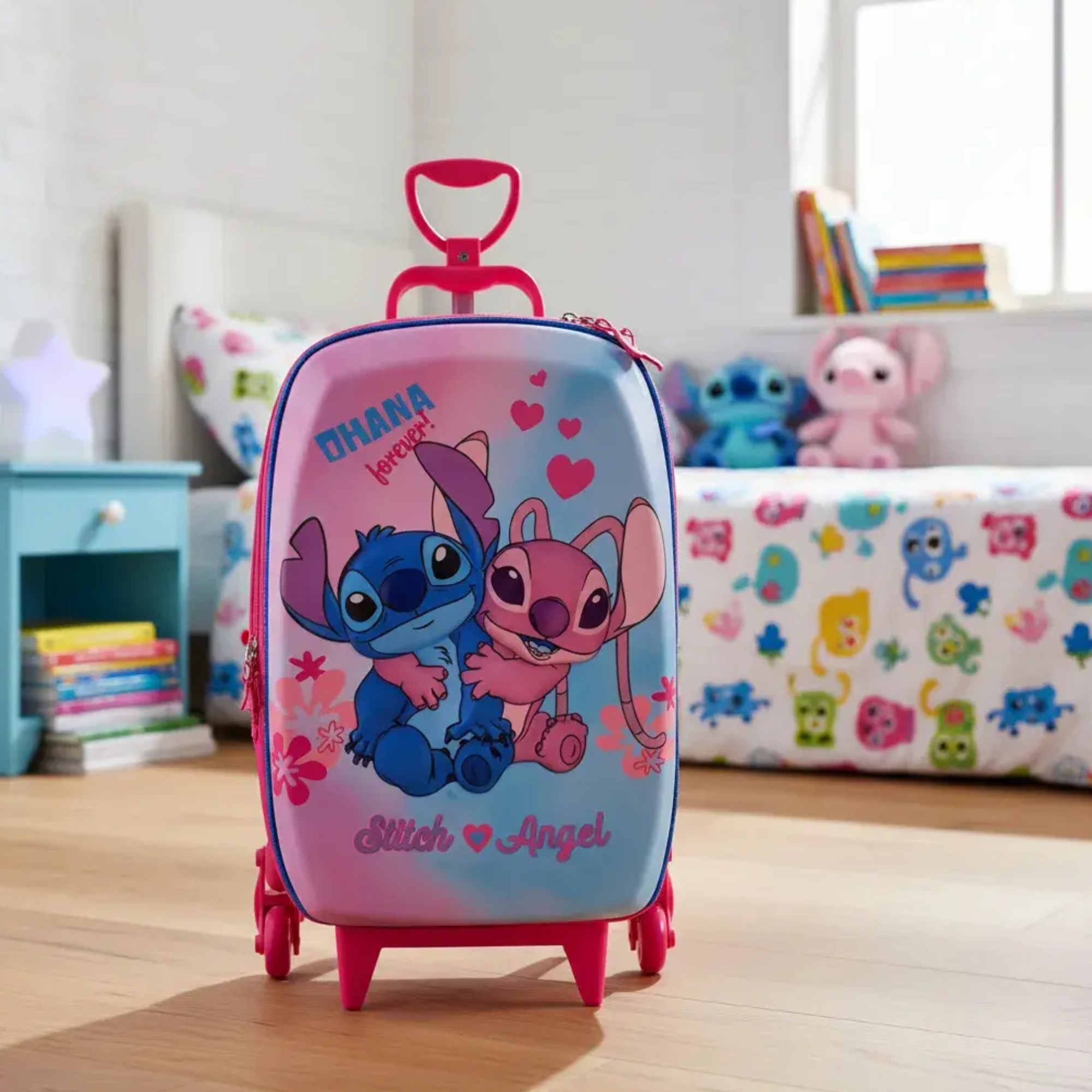 Mala Infantil c/ Rodinhas Stitch e Angel Diplomata - 3857DM24