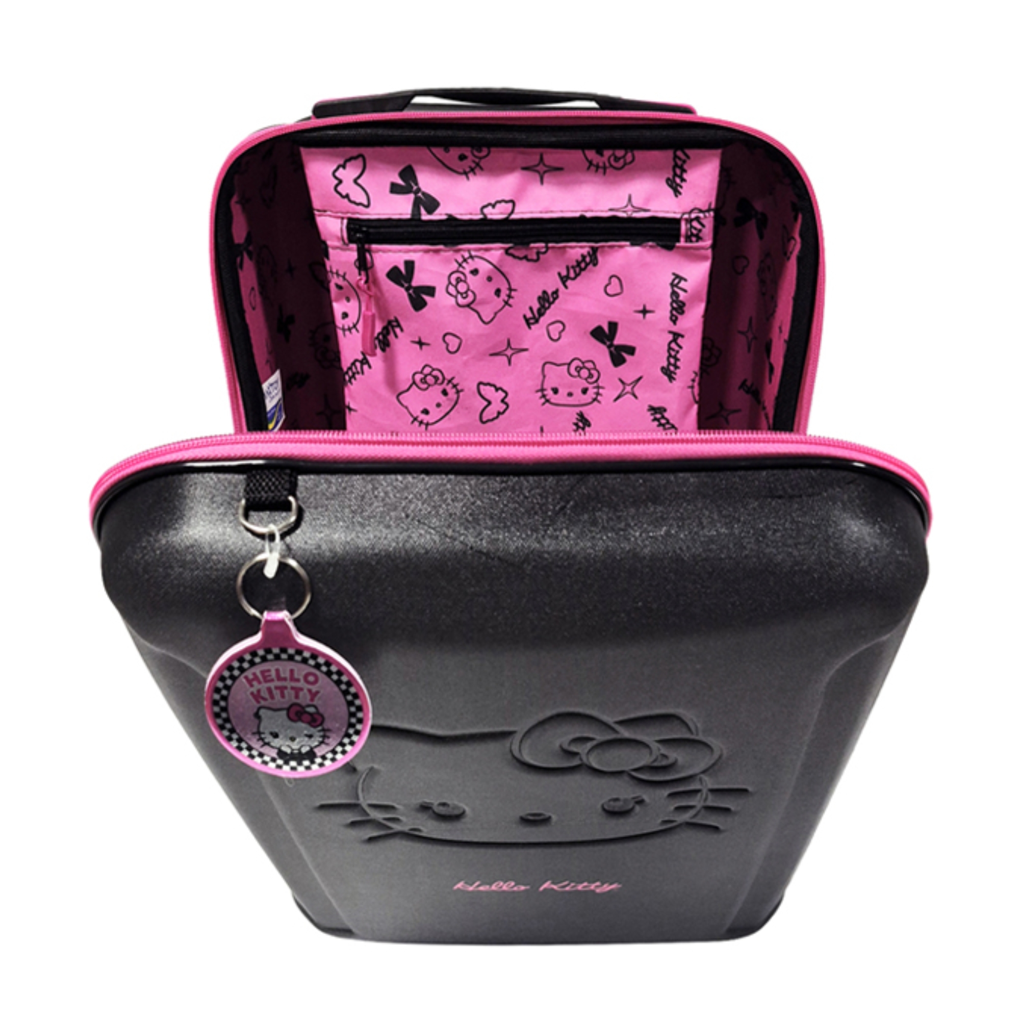 Mala com Rodinhas Hello Kitty Poá cor Preta Diplomata - 4071M26