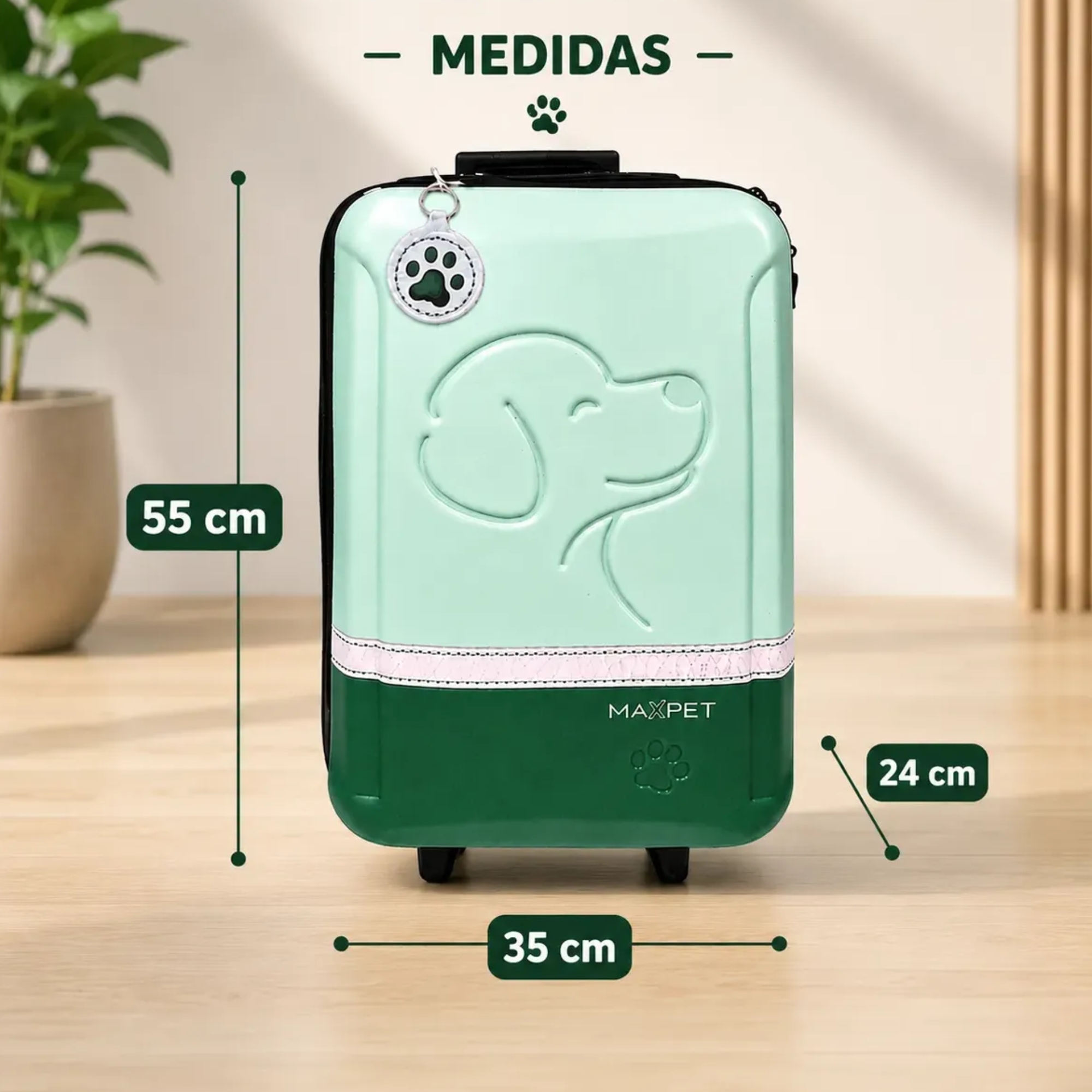 Mala de Bordo Casual com Rodas Triplas Dog cor Verde Diplomata - 4501M26