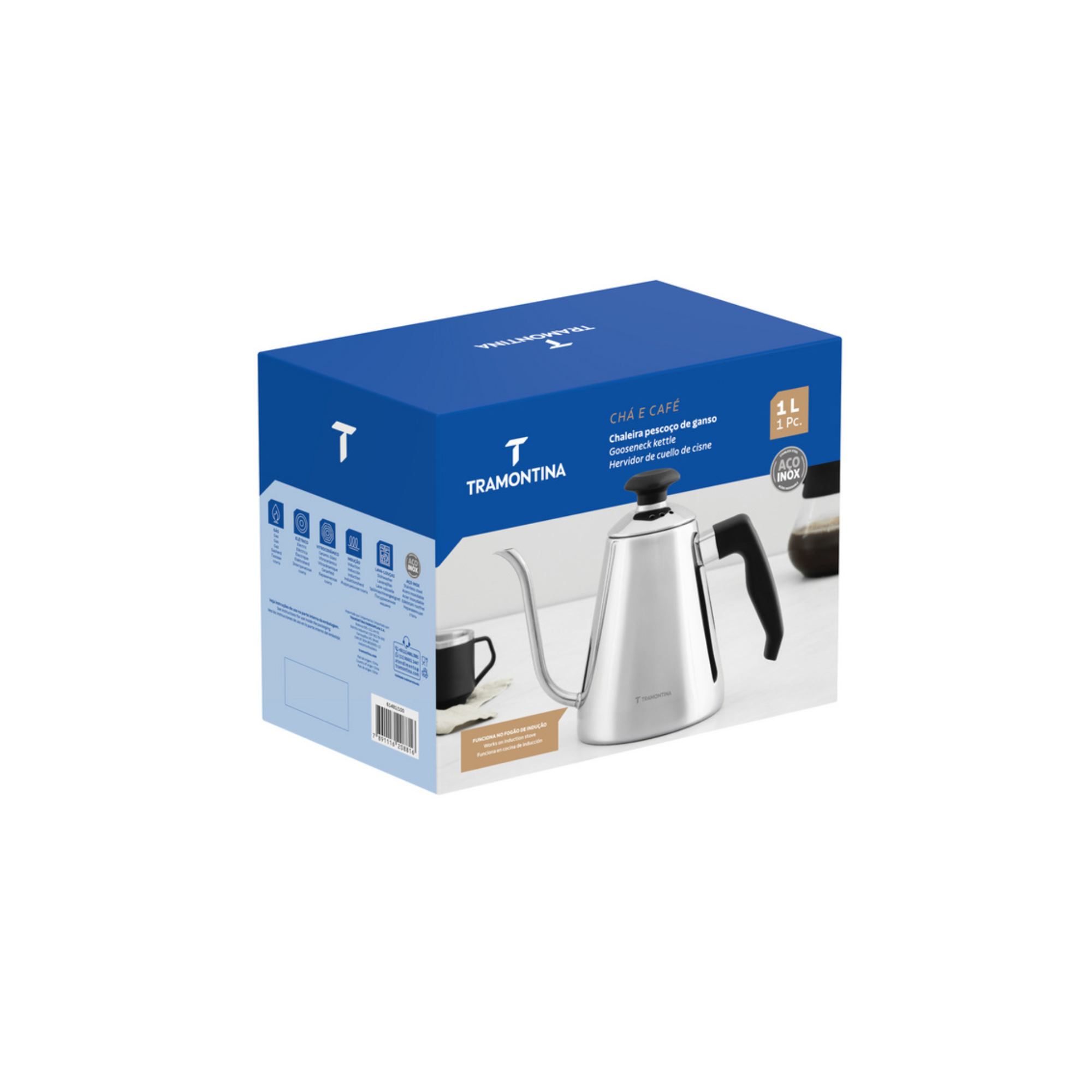 Chaleira Pescoço de Ganso Inox 1L com Cabo Baquelite Tramontina - 61481100