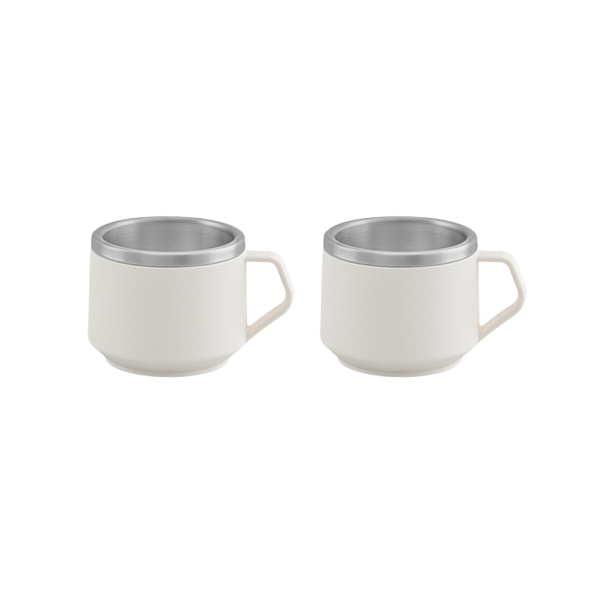Conjunto Xícaras Café 80ml 2 Peças Inox ABS Branco com Alça Tramontina - 64760304