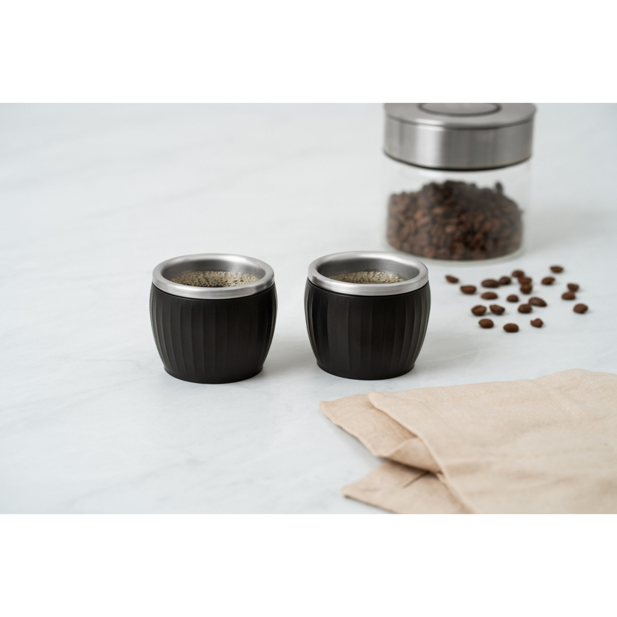 Conjunto Xícaras Café 80ml 2 Peças Inox ABS Preto Sem Alça Tramontina - 64760343