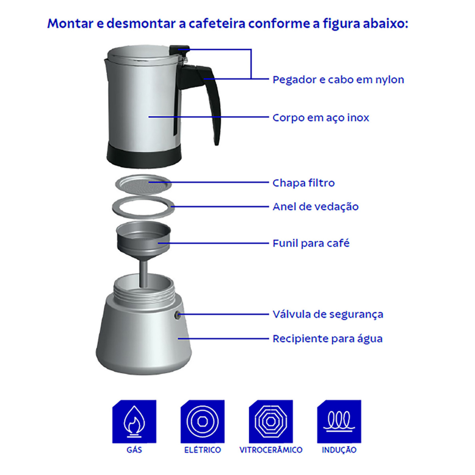 Cafeteira Italiana Espresso 600ml em Aço Inox Tramontina - 61768050