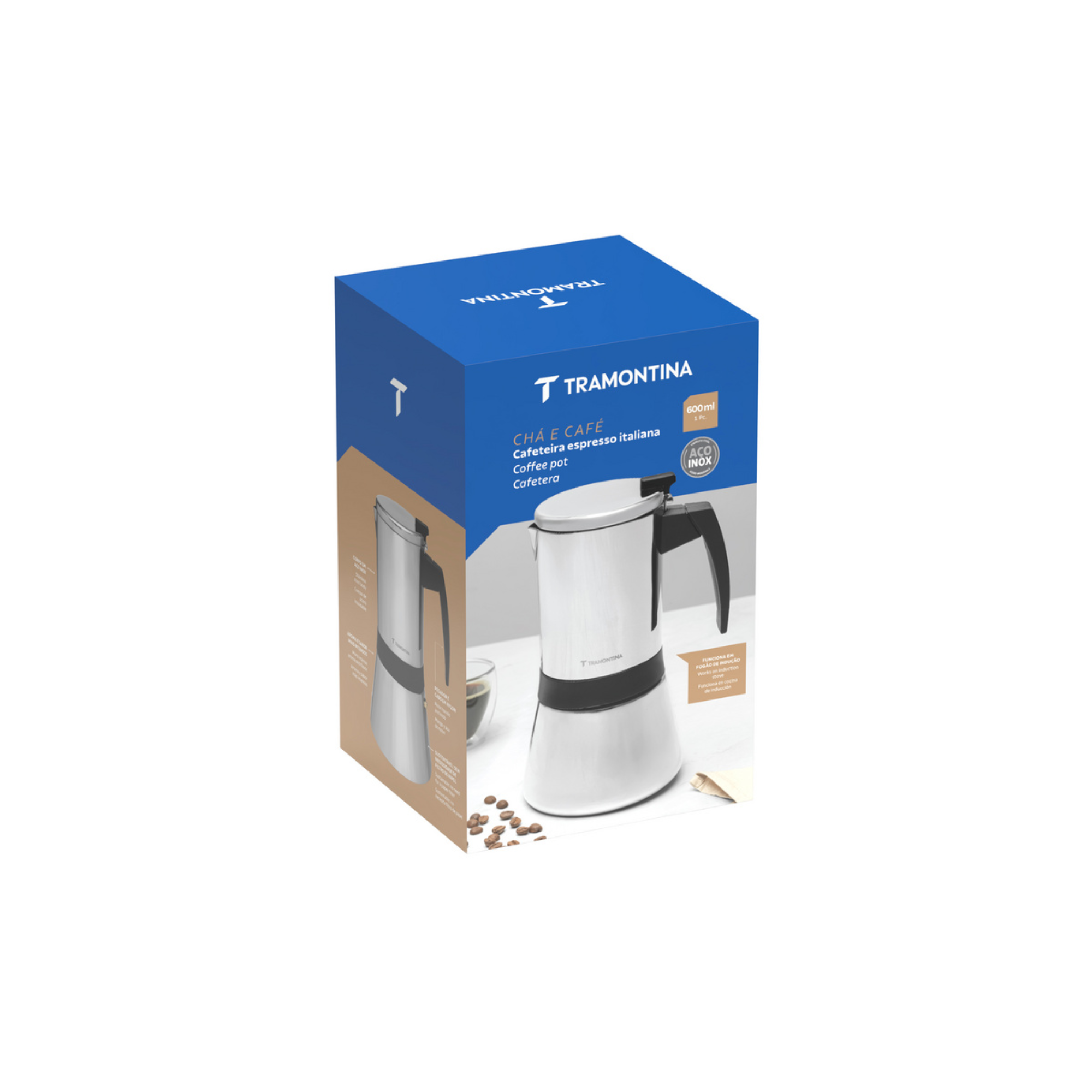Cafeteira Italiana Espresso 600ml em Aço Inox Tramontina - 61768050