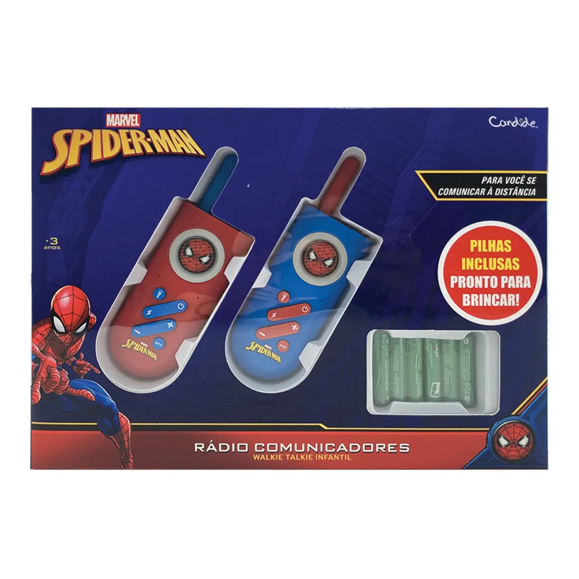 Brinquedo Walkie Talkie Infantil com Lanterna Homem-Aranha Candide - 58070