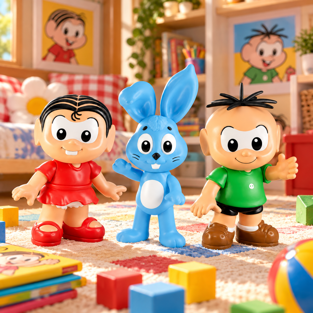 Kit Bonecos Turma da Mônica com Cebolinha Mônica e Sansão 30cm - Líder