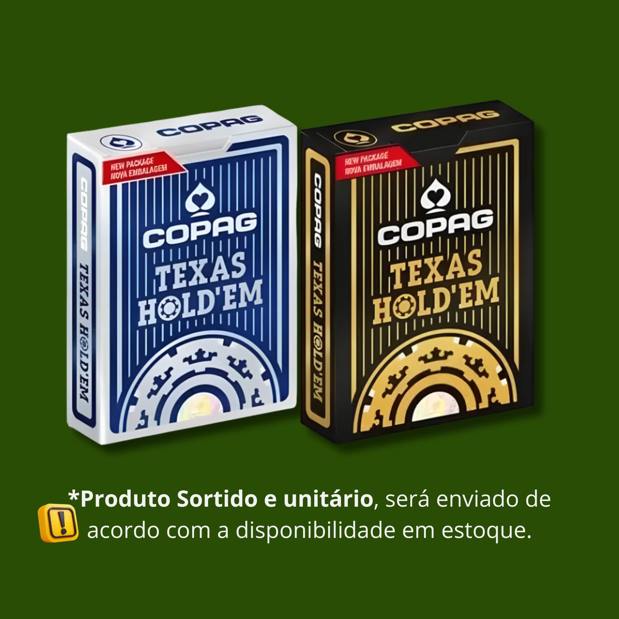 Baralho Poker Texas Hold'em Naipe Grande Sortido e Unitário Copag - 90856 CARTUCHO
