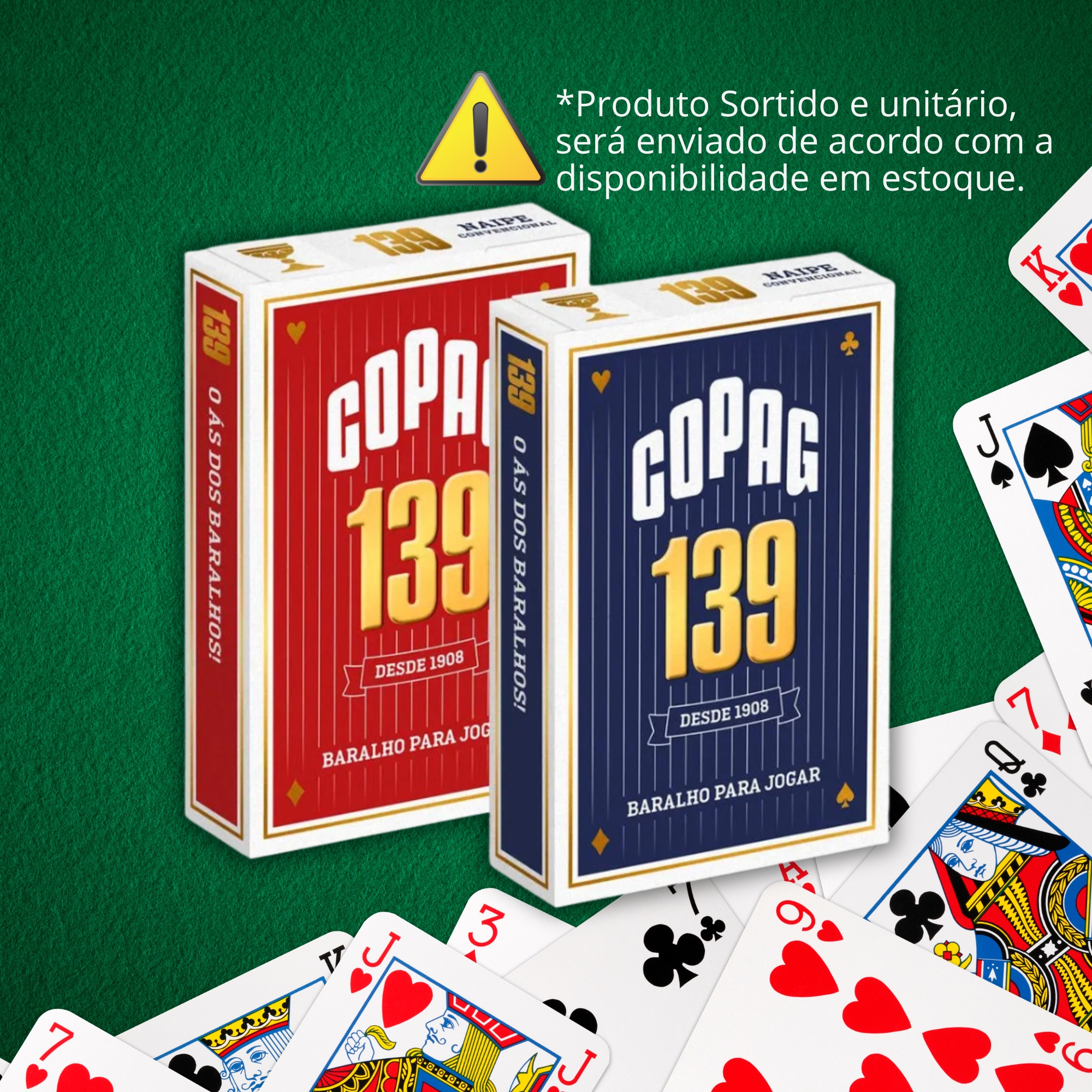 Baralho 139 Naipe Convencional 55 Cartas Sortido e Unitário Copag - 91016 CARTUCHO
