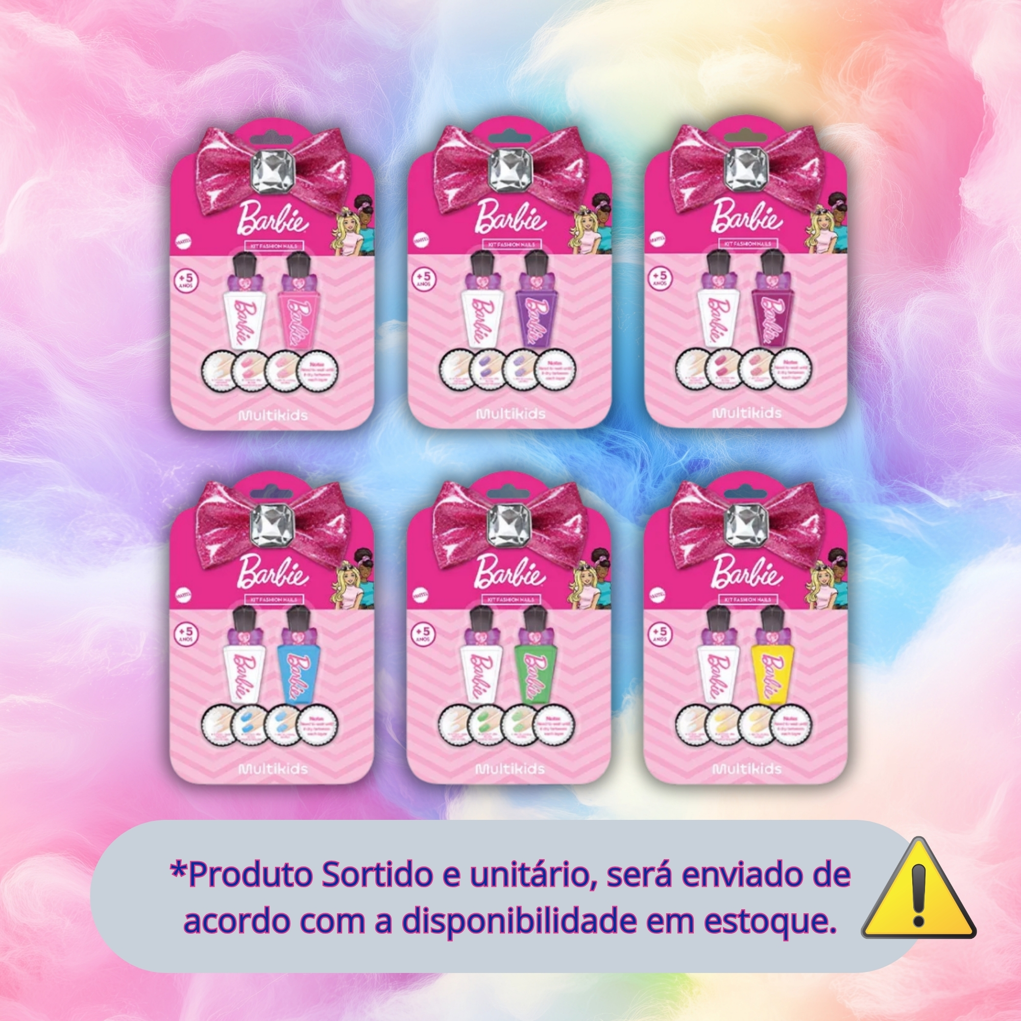Kit Fashion Nails com 2 Esmaltes Barbie (Sortido e Unitário) Multikids - BR2589