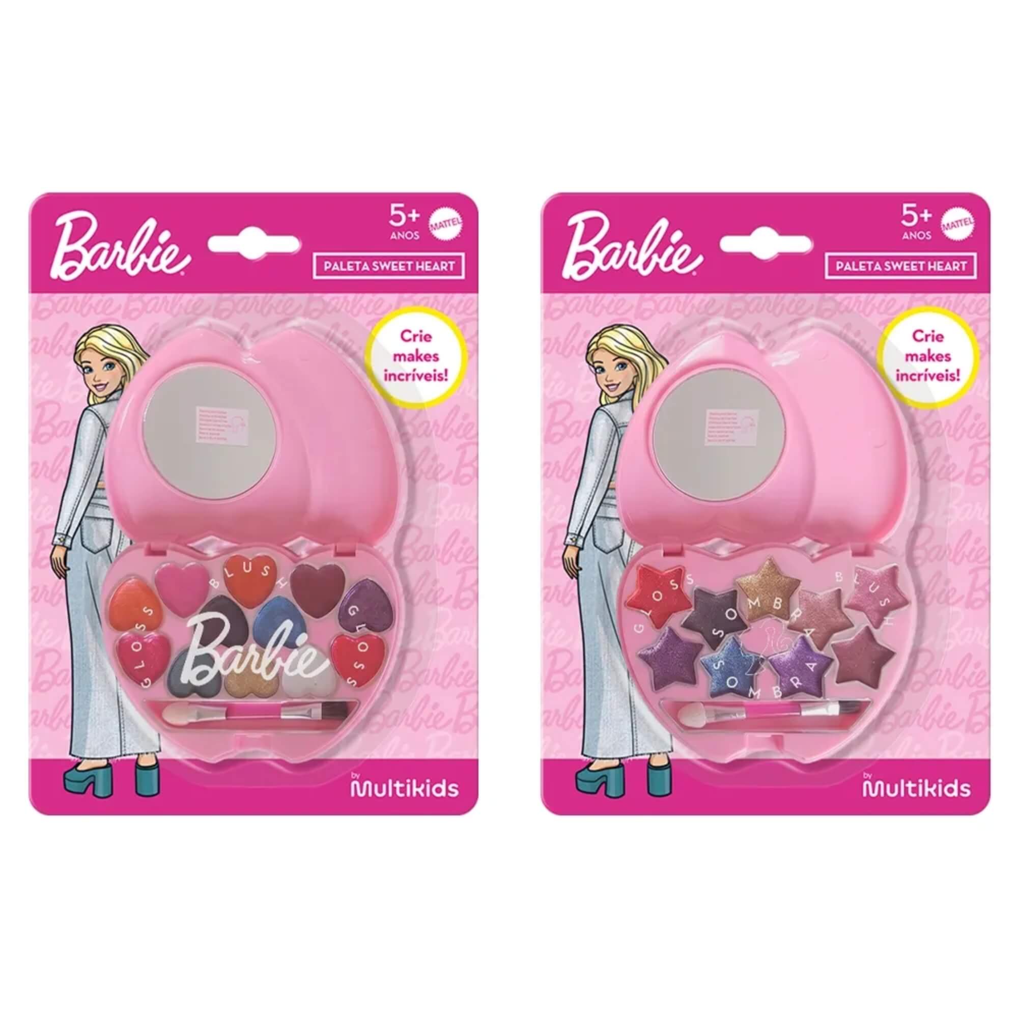Paleta de Maquiagem Sweet Heart Barbie Sortida e Unitária Multikids - BR2590