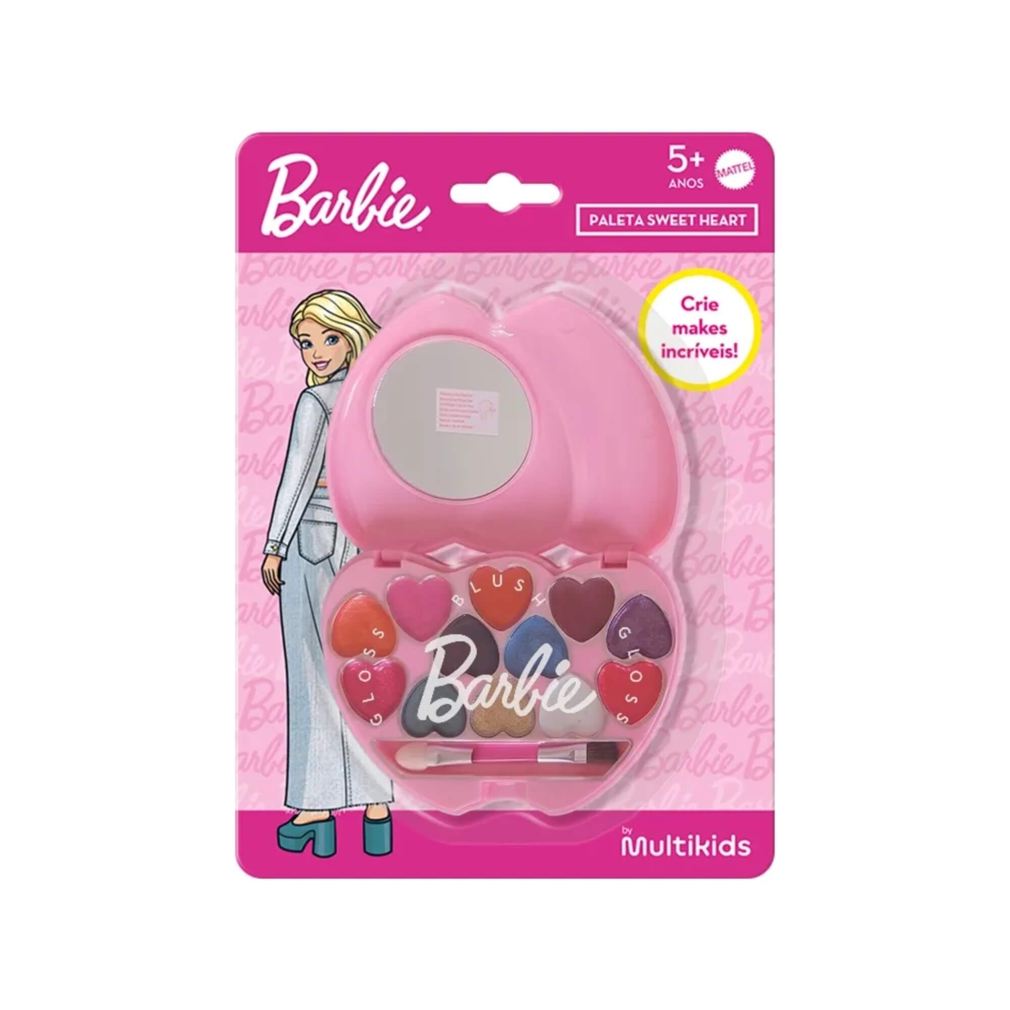 Paleta de Maquiagem Sweet Heart Barbie Sortida e Unitária Multikids - BR2590