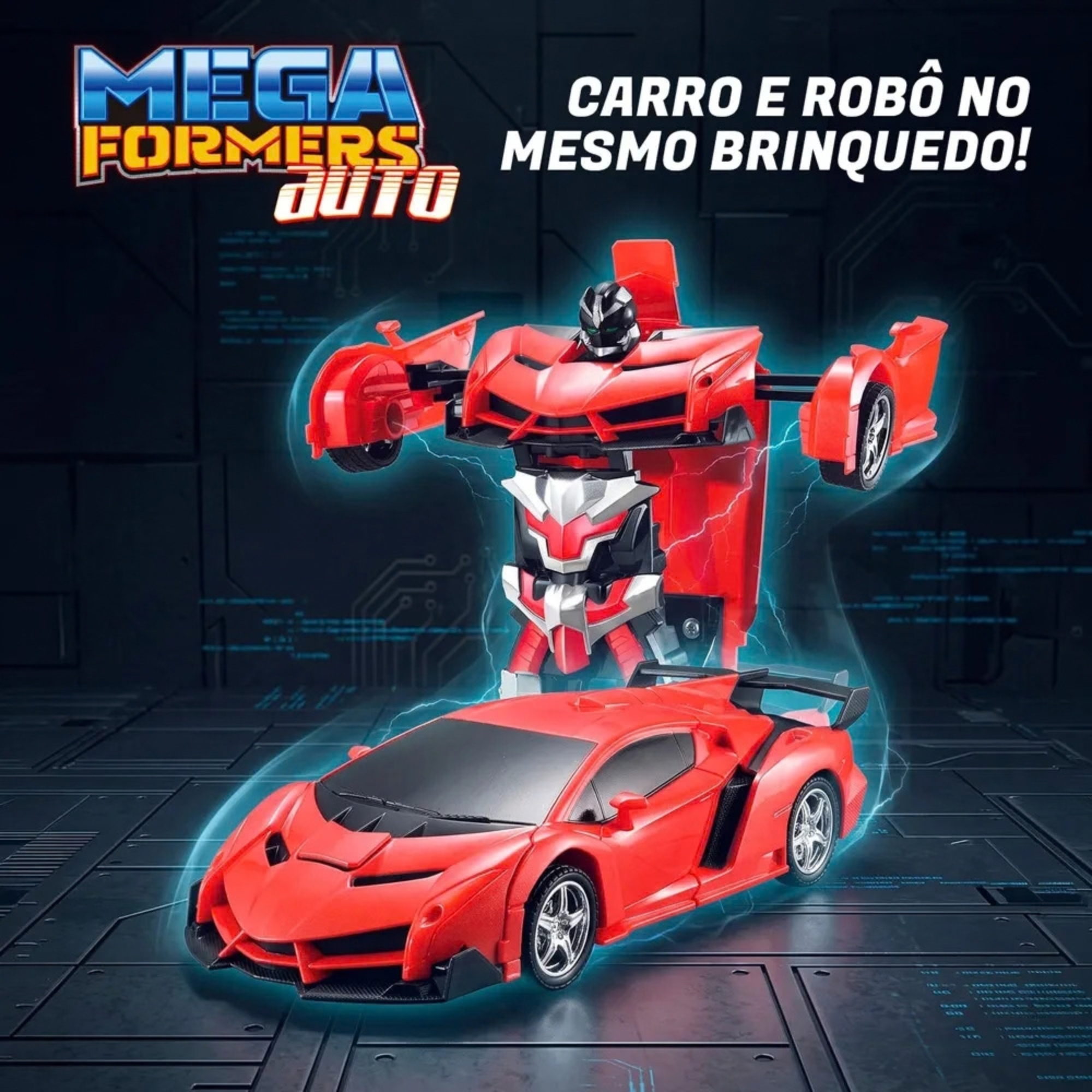 Carrinho Transformável Controle Remoto Megaformers Auto Mercury Vermelho Multikids - BR1649