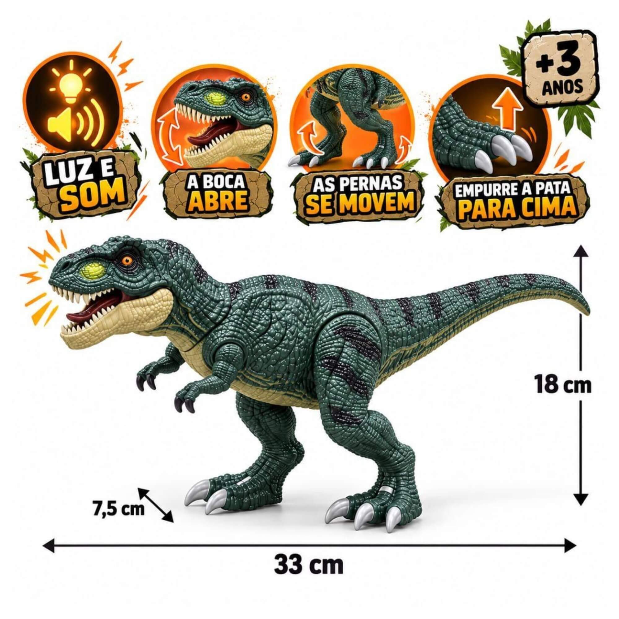 Boneco Dinossauro Jurassic Fun Titanrex Multikids - BR2678