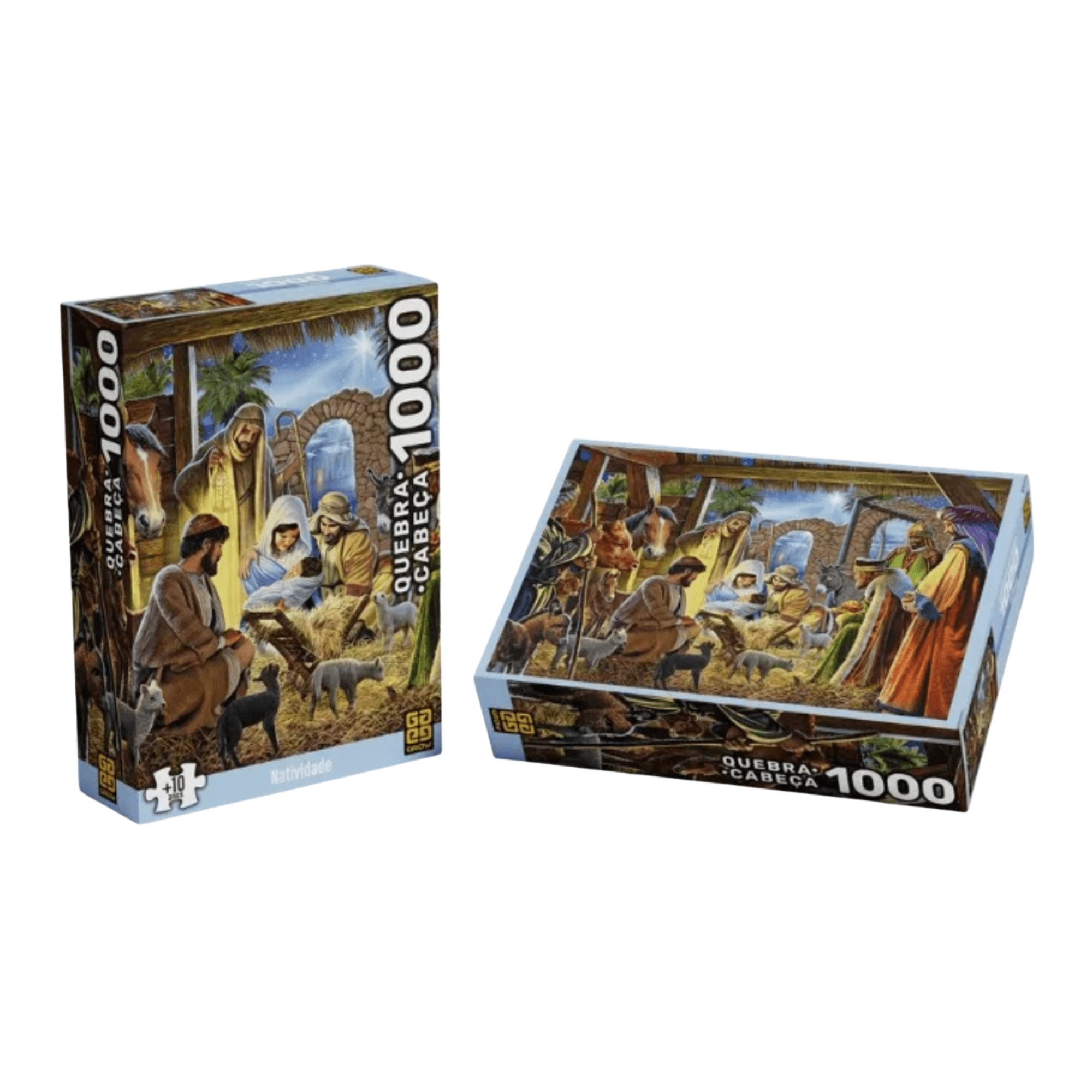 Kit Quebra-Cabeças Puzzle Santa Ceia e Nascimento de Jesus Com 1000 Peças Cada - Grow