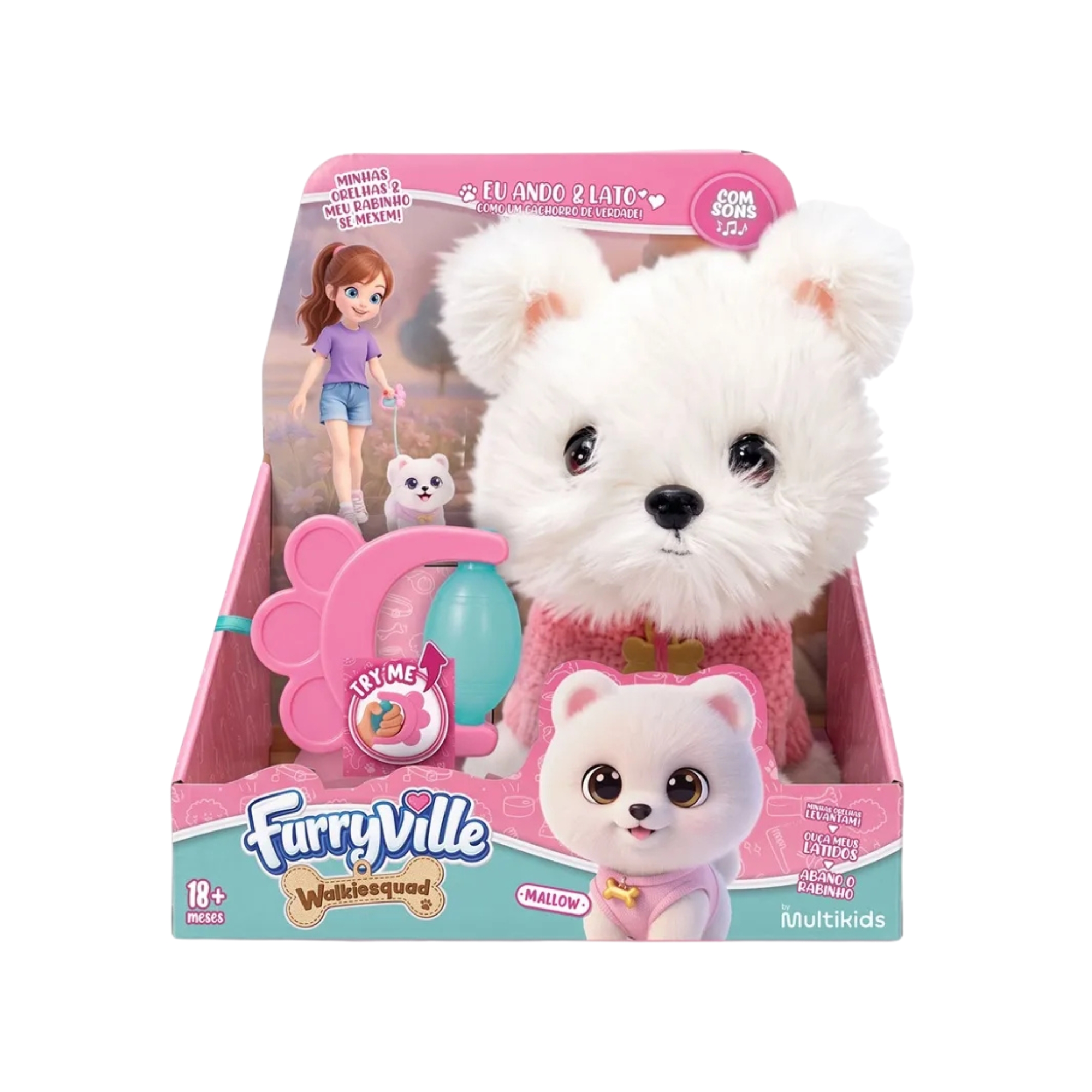 Pelúcia Pet Interativo Walkiesquad Mallow Multikids - BR2597
