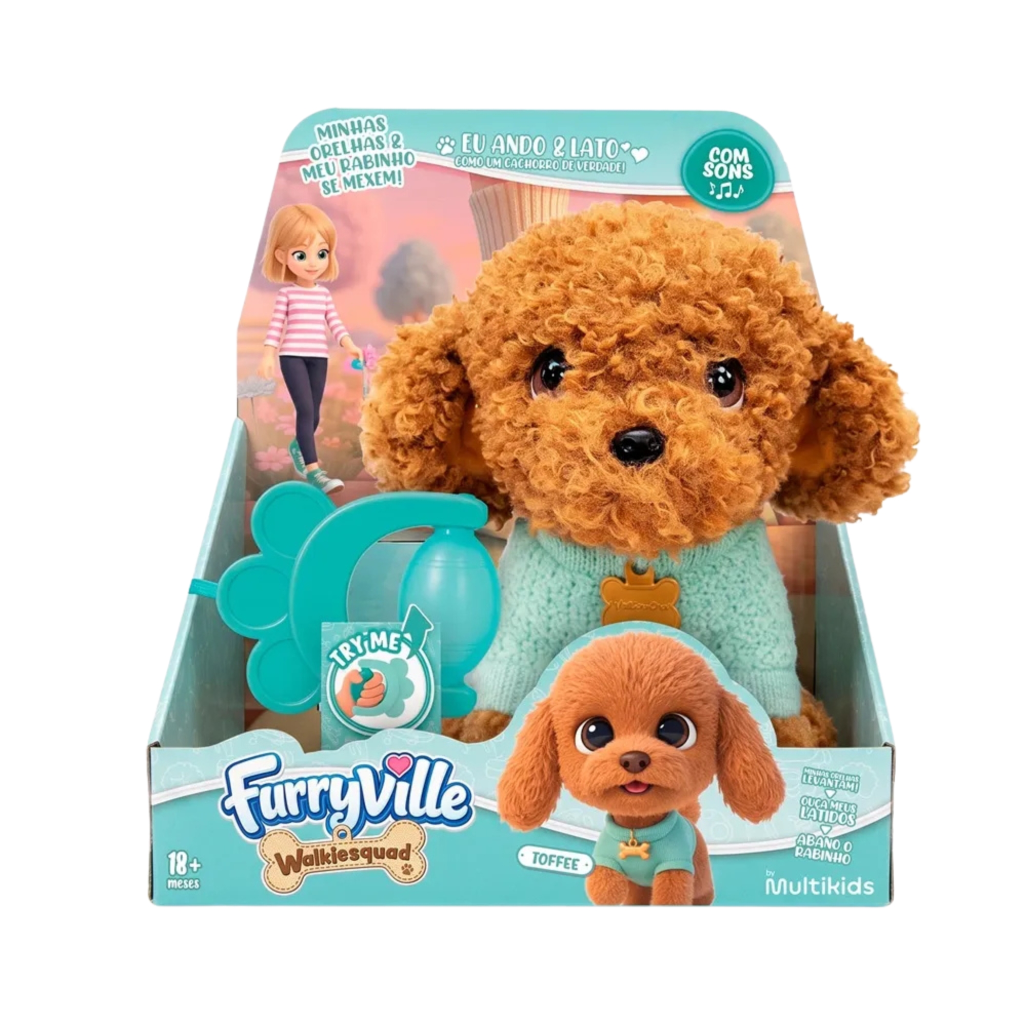 Pelúcia Pet Interativo Walkiesquad Toffee Multikids - BR2596