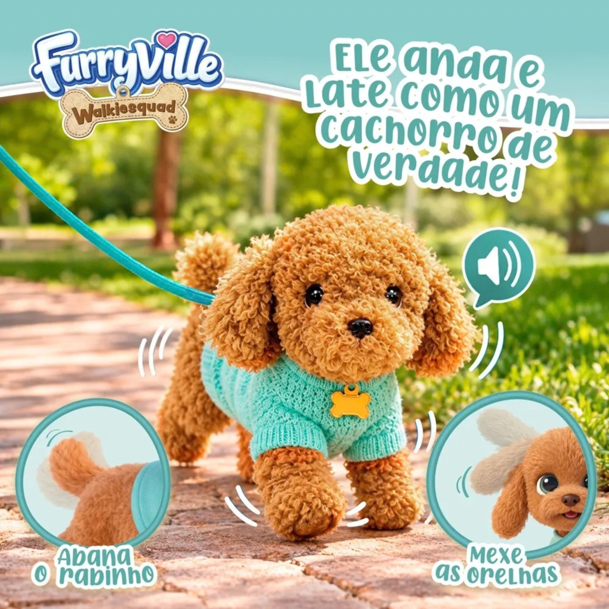 Pelúcia Pet Interativo Walkiesquad Toffee Multikids - BR2596