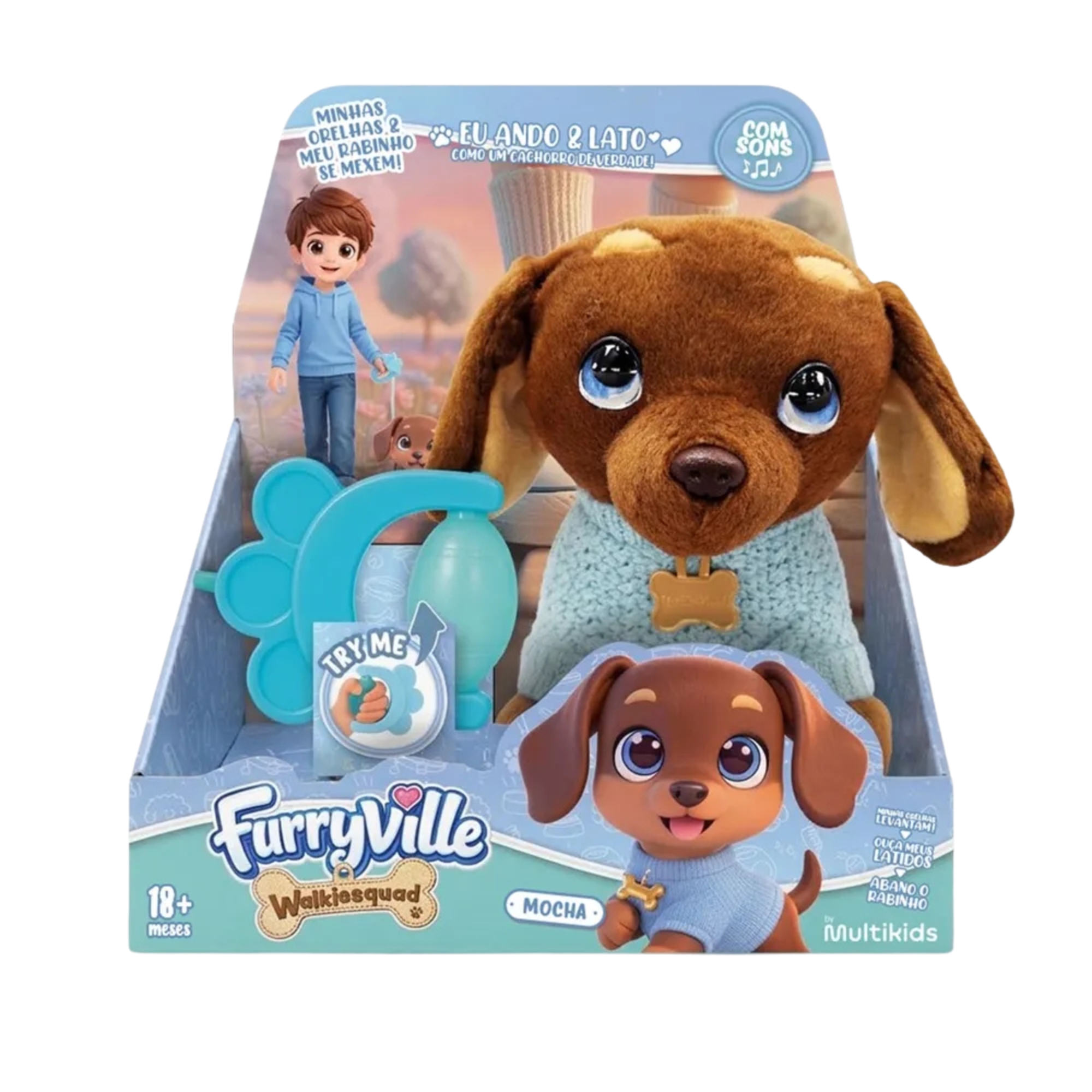 Pelúcia Pet Interativo Walkiesquad Mocha Multikids - BR2598