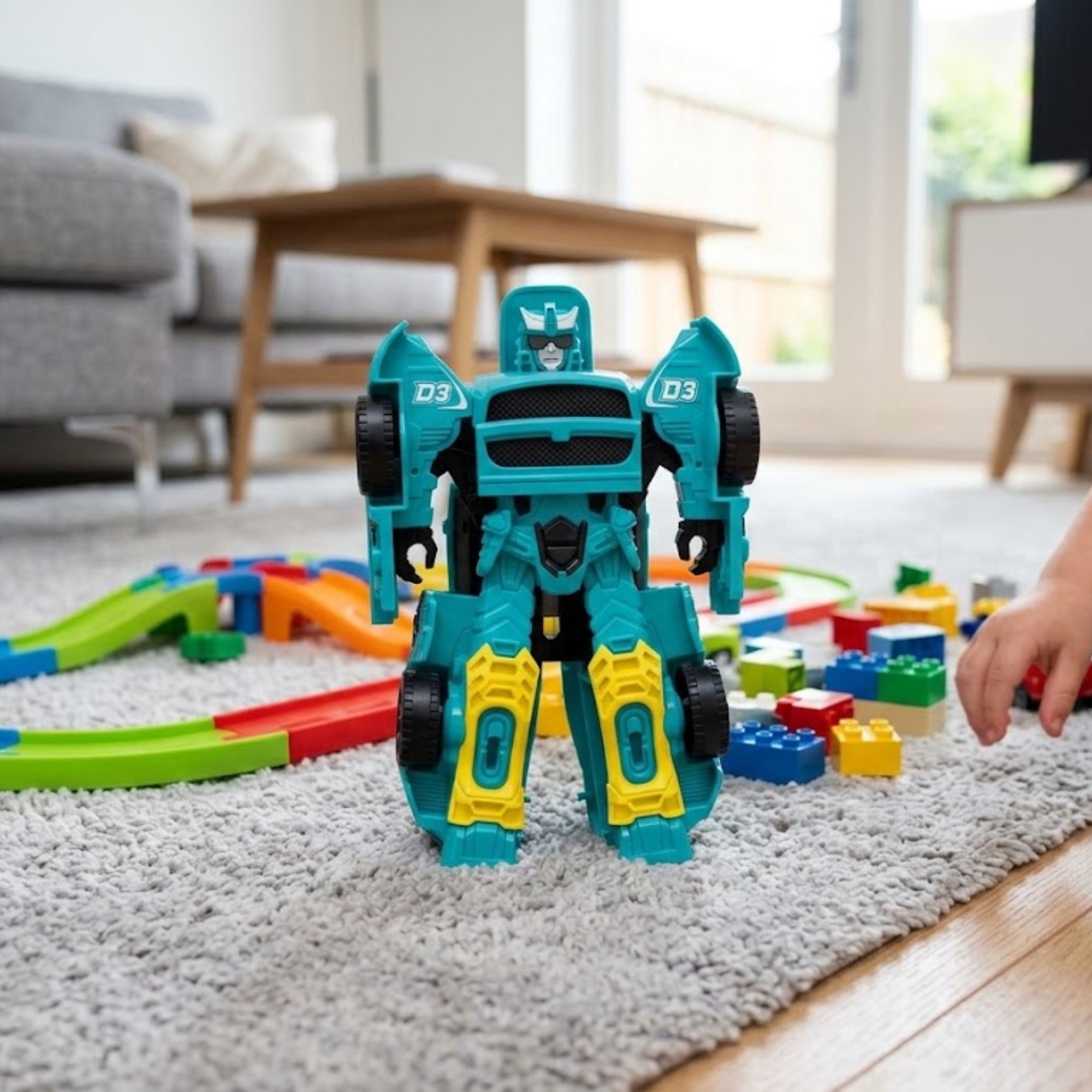 Robô Transformável Megaformers Cyanox Ciano com Luz e Som Interativo Multikids - BR2671
